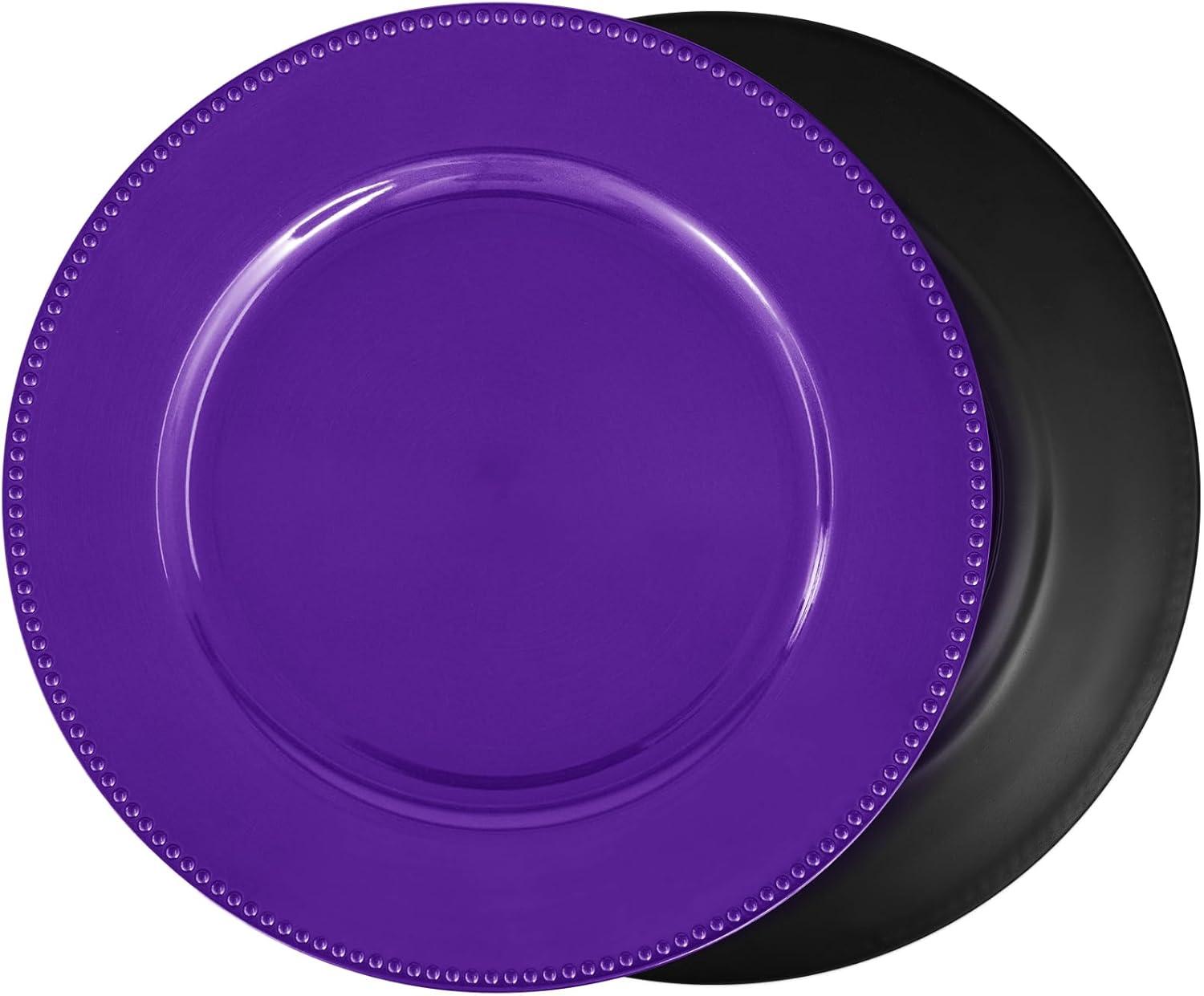 Efavormart 24 pcs 13" Purple Round Charger Plates Dinner Chargers for Tabletop Decor Holiday Wedding Catering Event Decoration