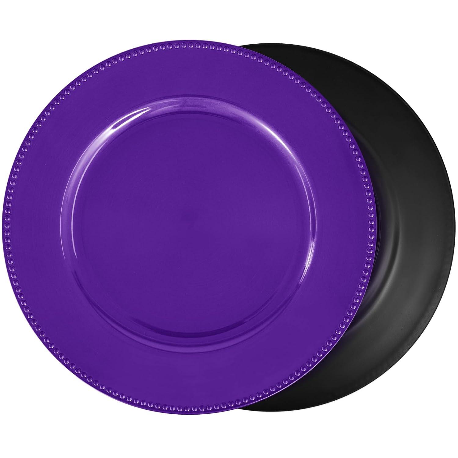 Efavormart 24 pcs 13" Purple Round Charger Plates Dinner Chargers for Tabletop Decor Holiday Wedding Catering Event Decoration