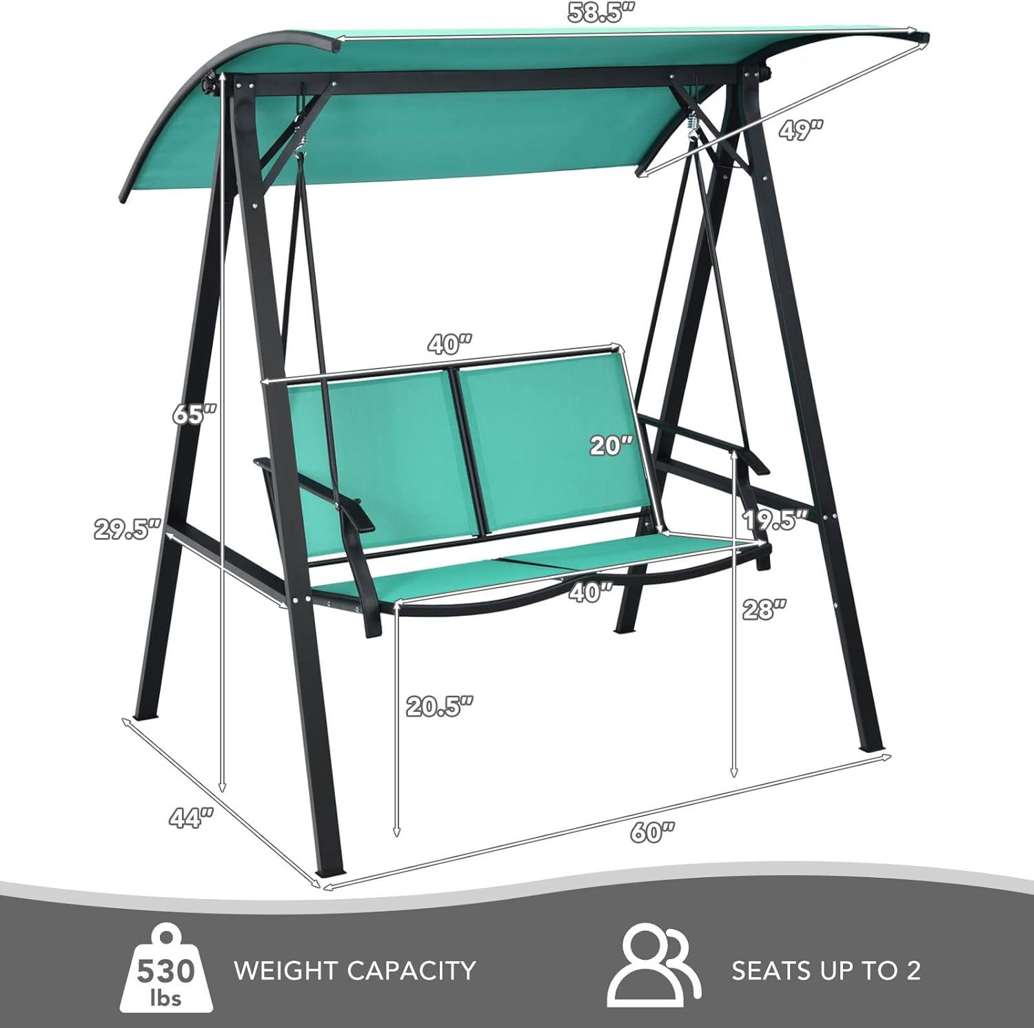 Arlmont & Co. 2 Person Patio Swing With Weather Resistant Glider And Adjustable Canopy