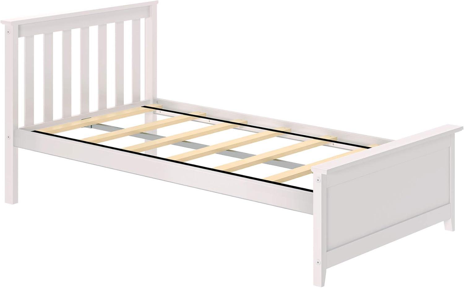 Max & Lily Twin Bed Frame with Headboard, Solid Wood Platform Bed for Kids, White