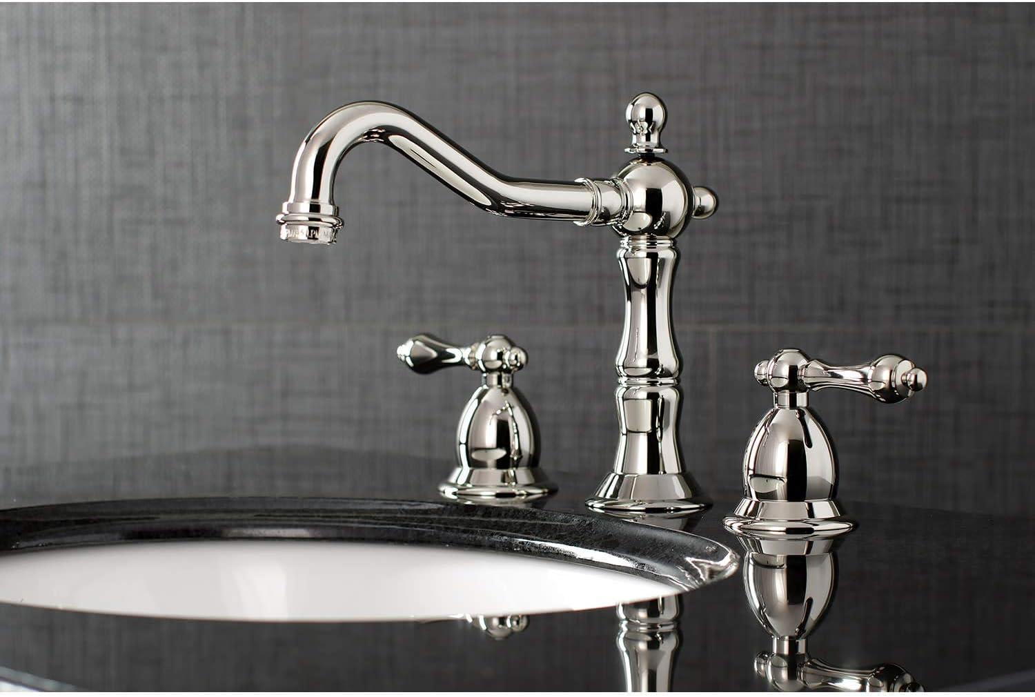 Elegant Traditional Brushed Brass Widespread Lavatory Faucet