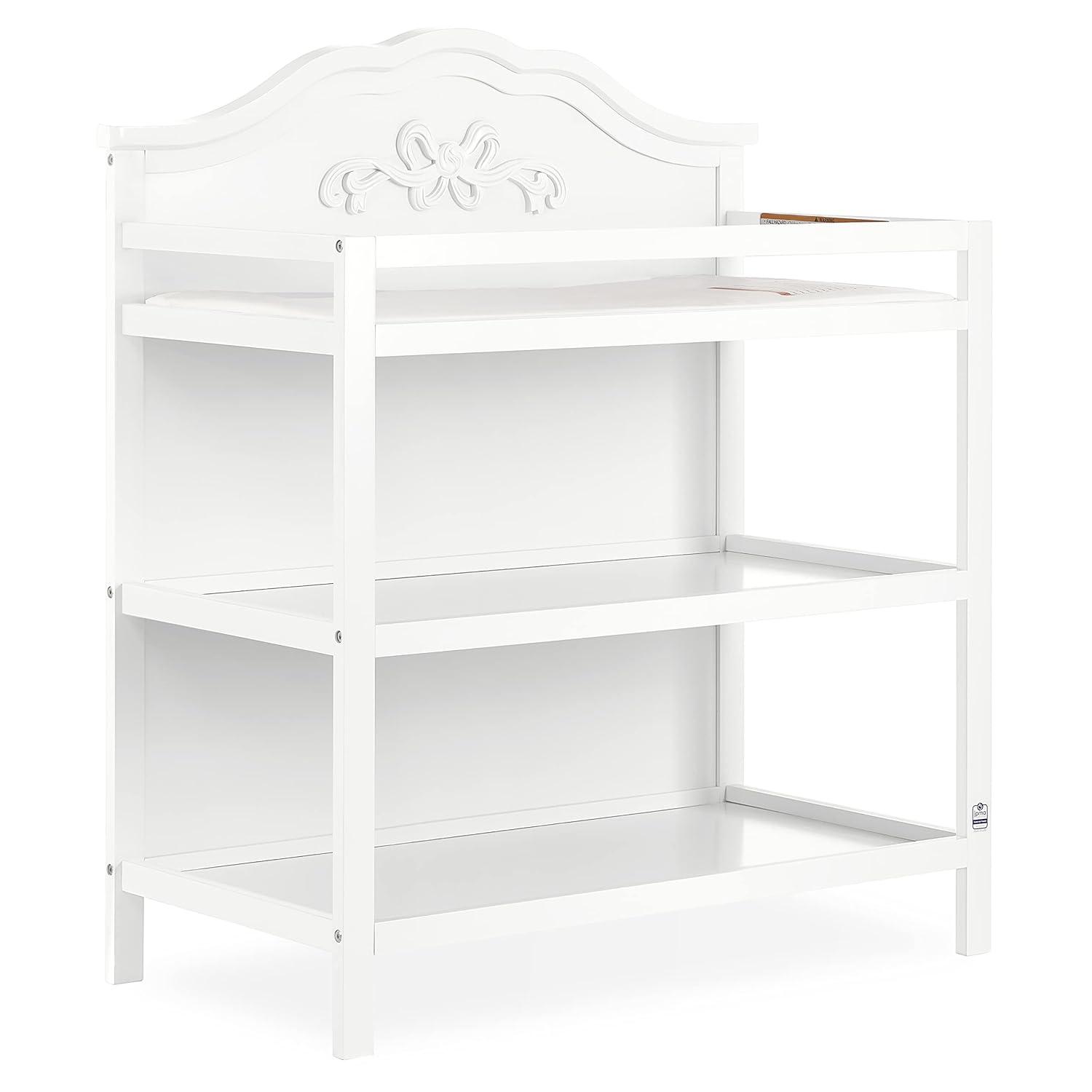 Jasmine White Pinewood Changing Table with Safety Strap