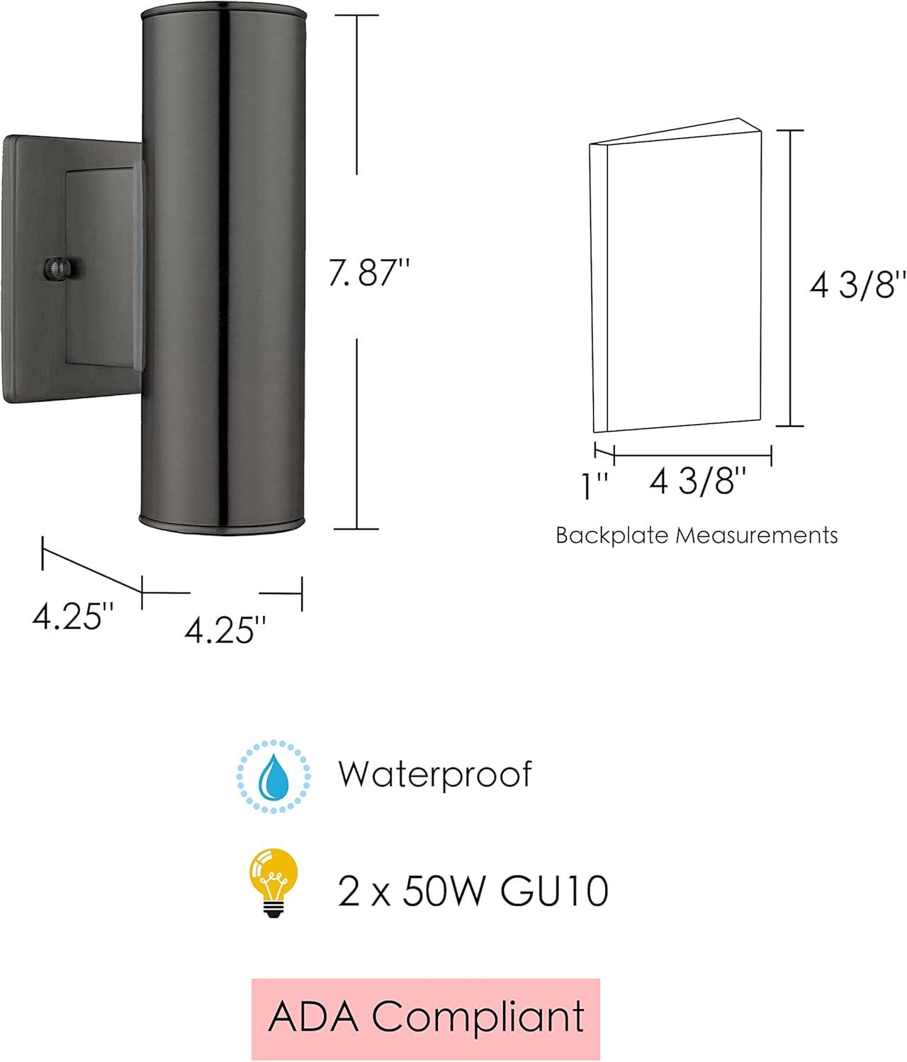 2-Light Riga Outdoor Wall Light Matte Black - EGLO: ETL Listed, Integrated LED, Adjustable Head Tilt, Iron Body