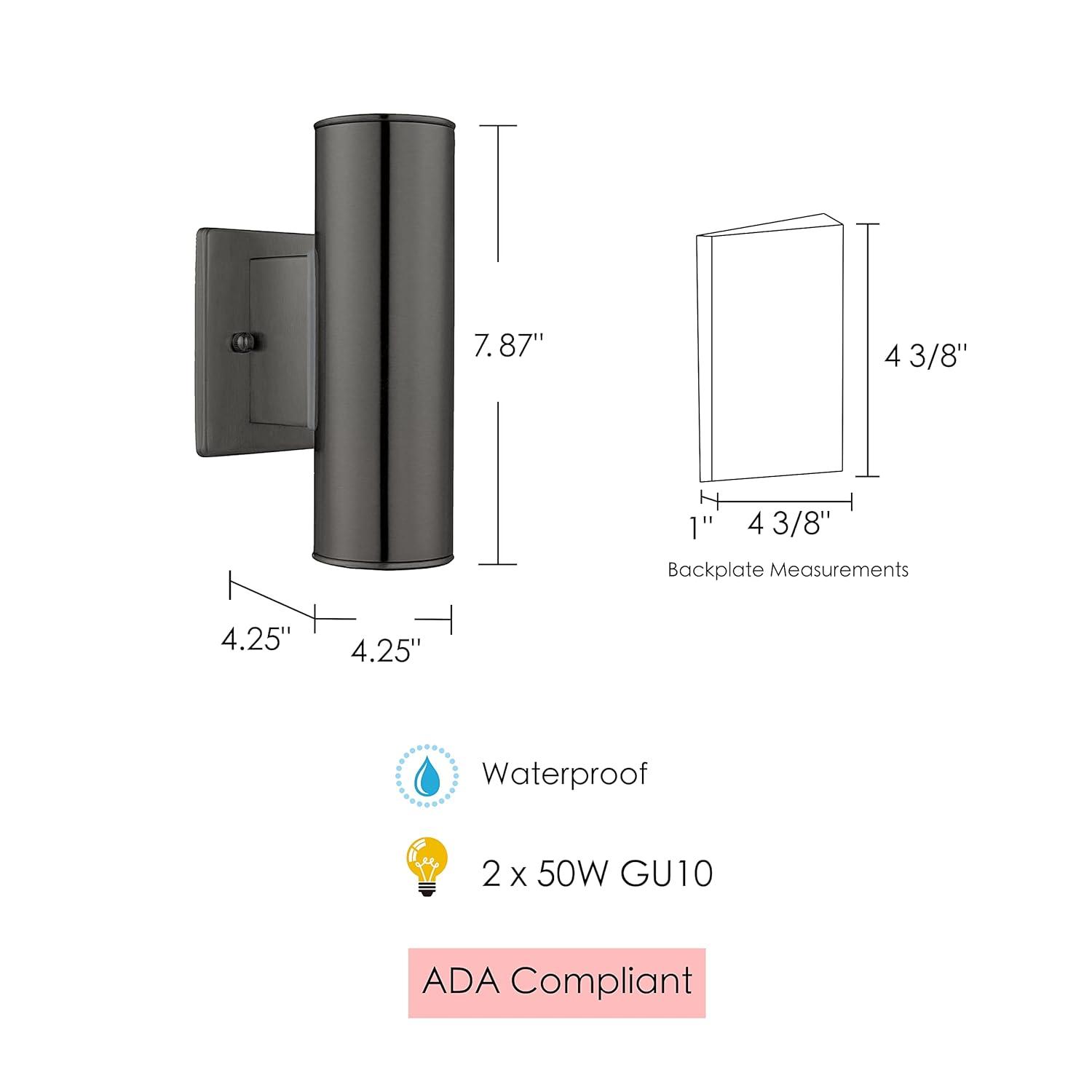 2-Light Riga Outdoor Wall Light Matte Black - EGLO: ETL Listed, Integrated LED, Adjustable Head Tilt, Iron Body