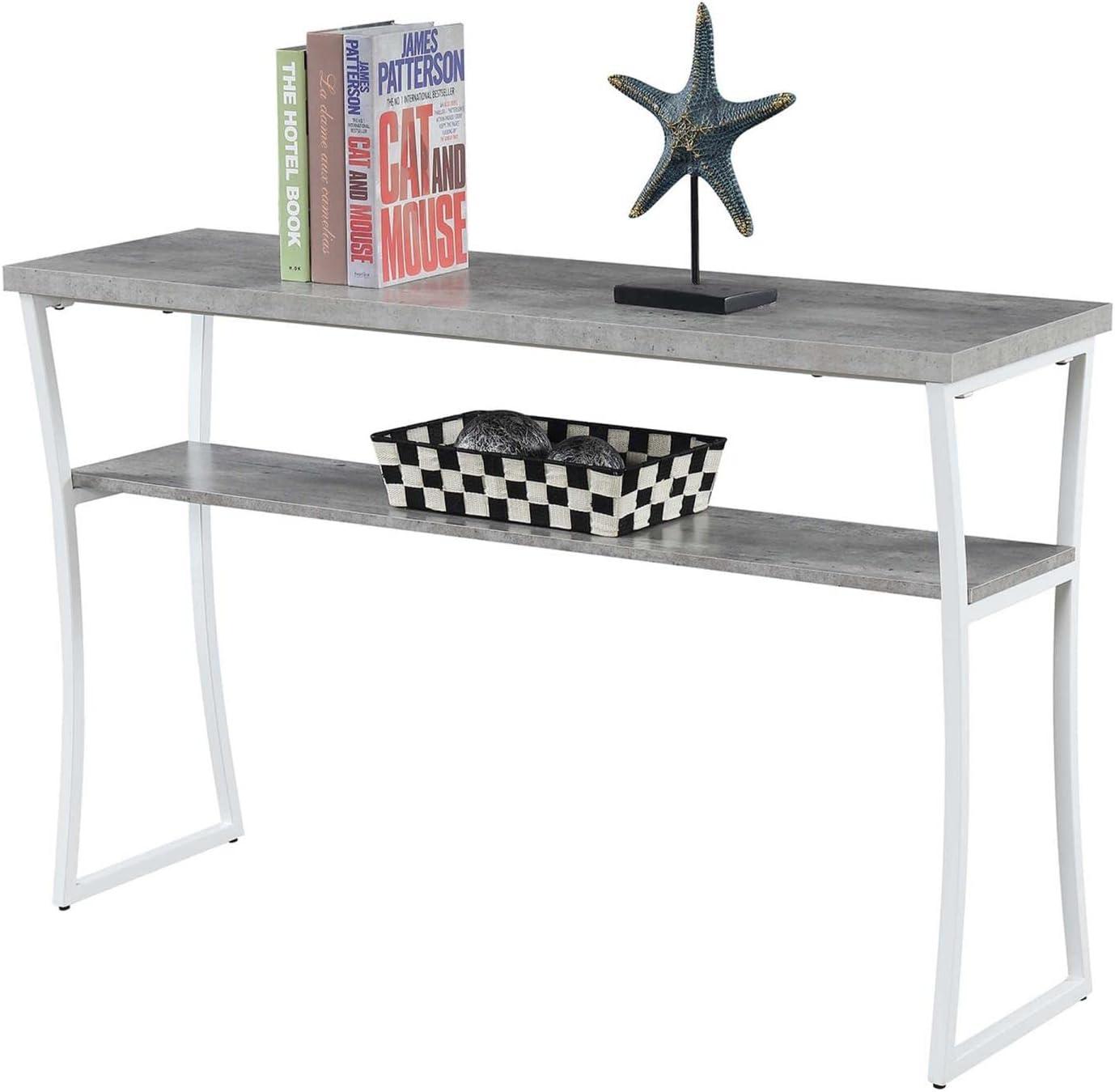 Convenience Concepts X-Calibur Console Table with Shelf, Faux Birch/White