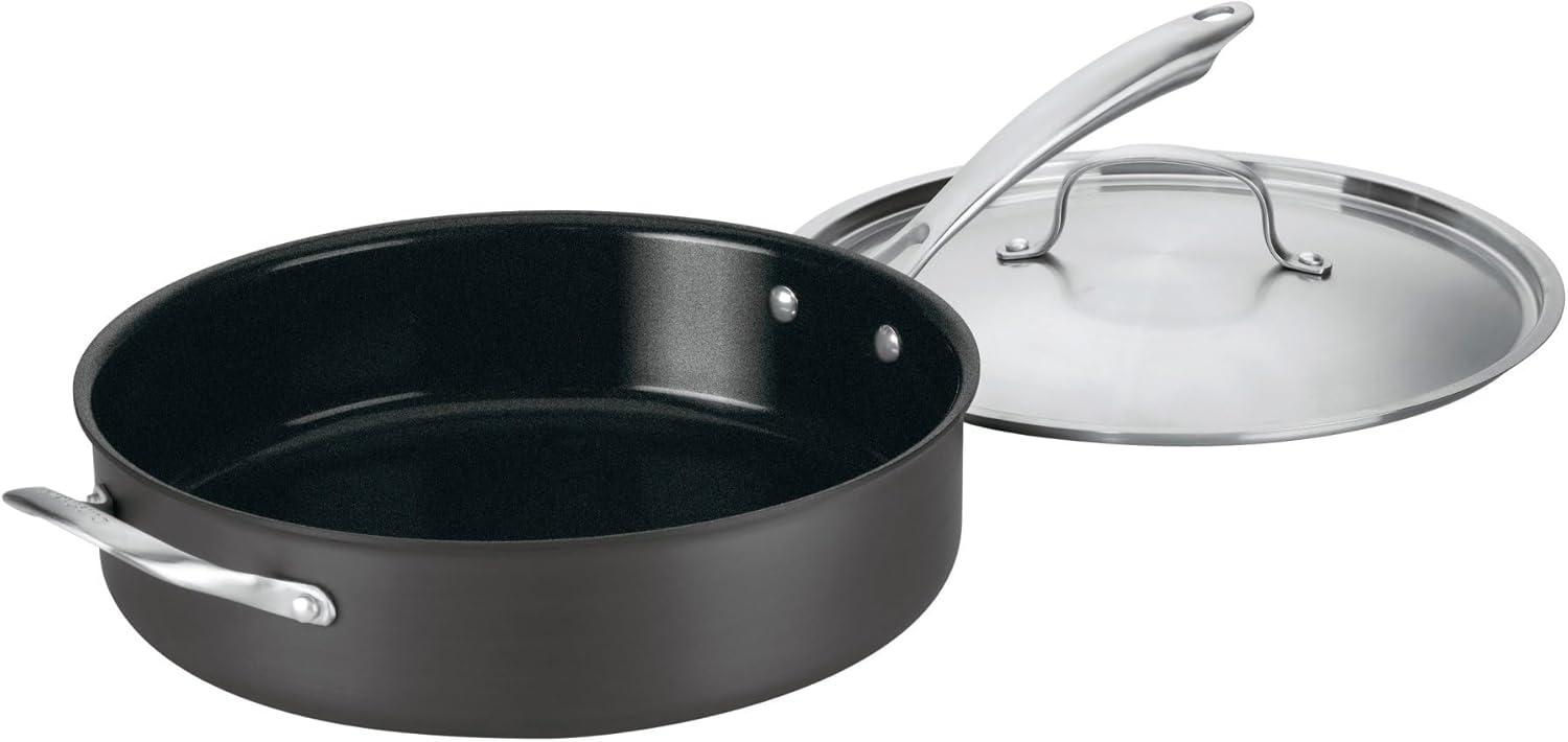 Black Non-Stick Aluminum 5.5-Quart Saute Pan with Stainless Steel Handle