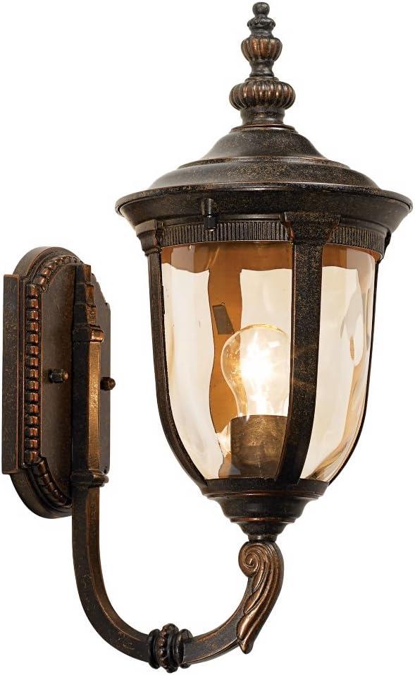 John Timberland Bellagio Vintage Rustic Outdoor Wall Light Fixture Veranda Bronze Upbridge 16 1/2" Champagne Glass for Post Exterior Barn Deck House