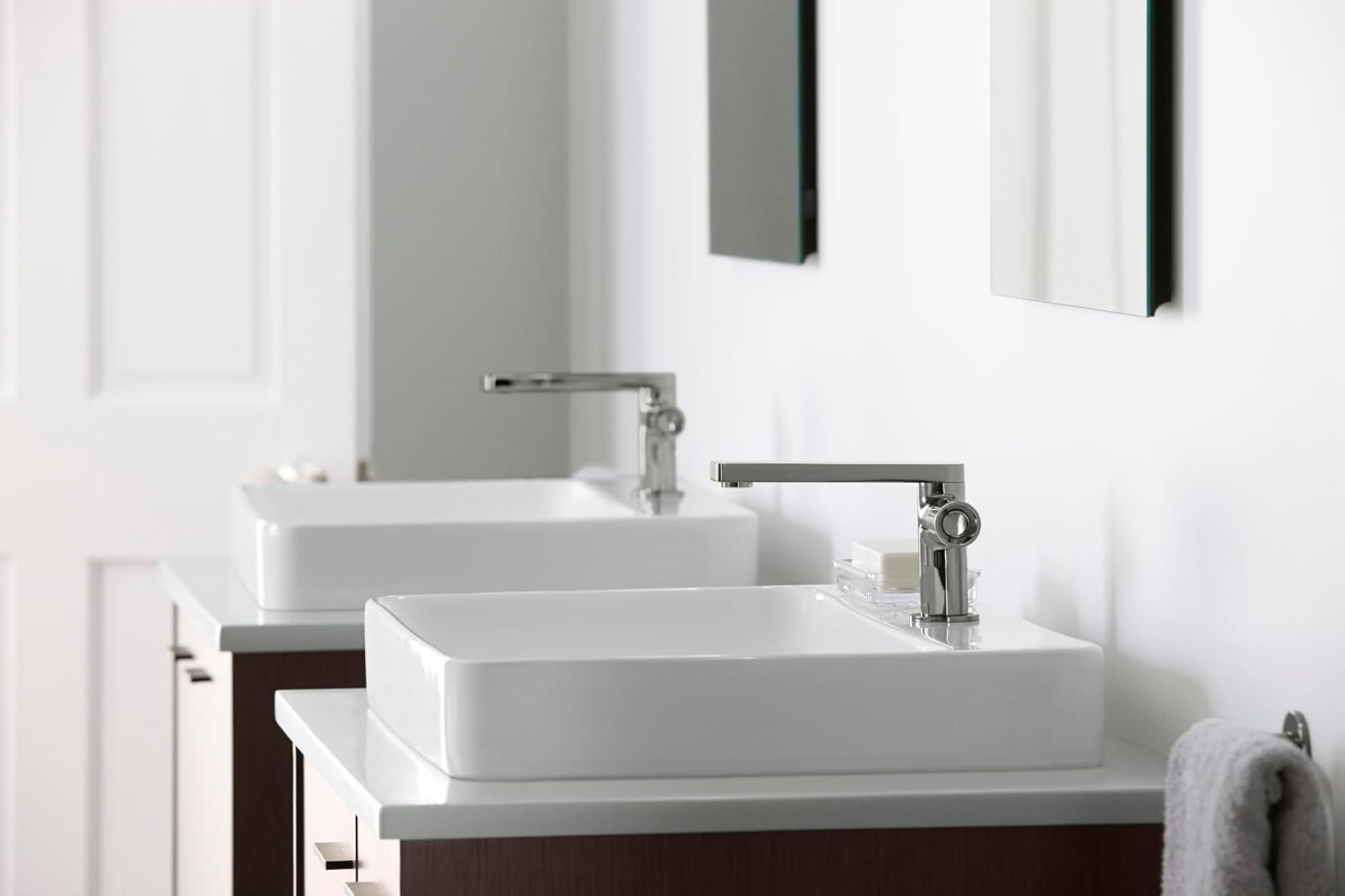 Vox® Vitreous China Rectangular Vessel Bathroom Sink with Overflow