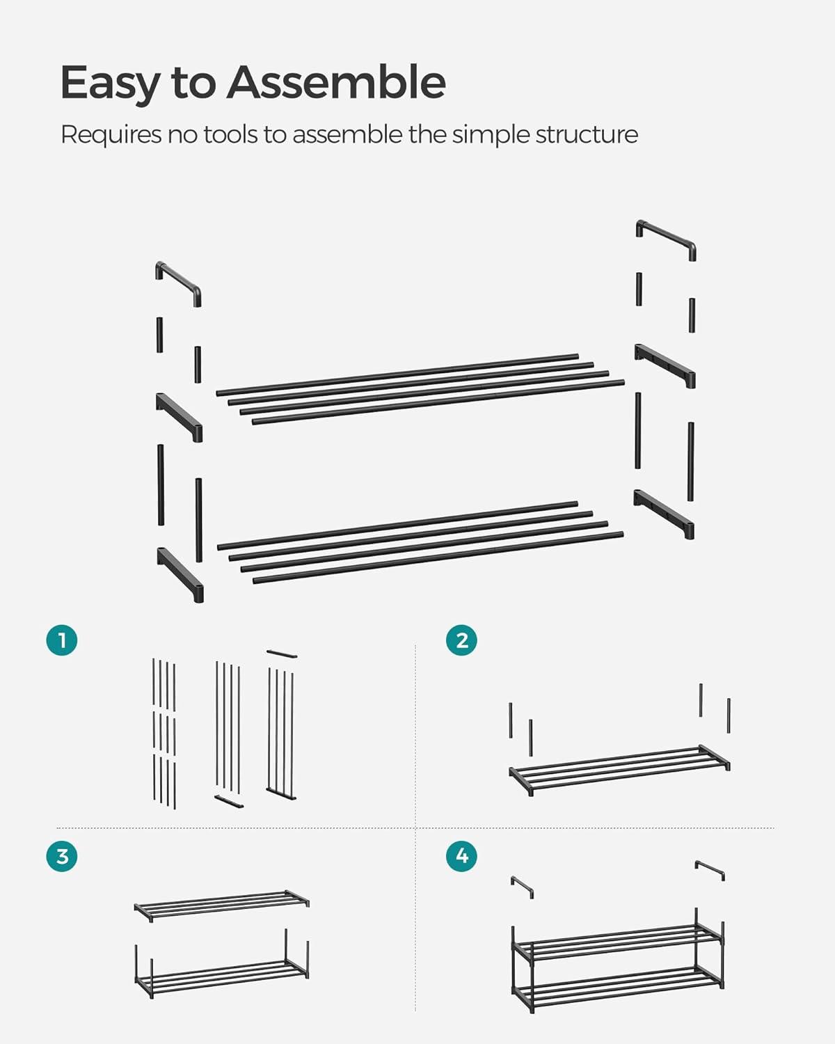 Black 2-Tier Metal Shoe Storage Shelf