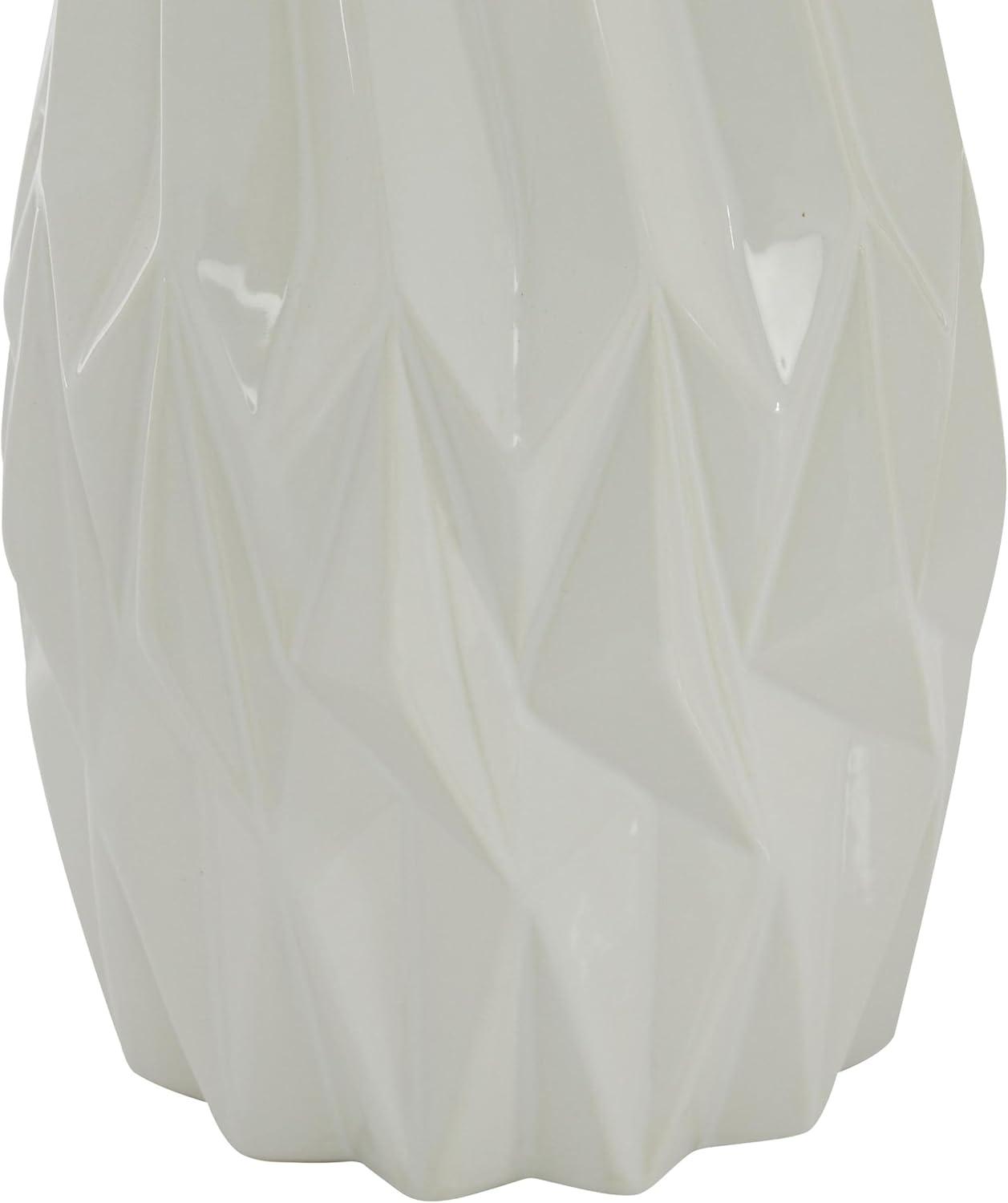 DecMode 16" Geometric White Ceramic Vase