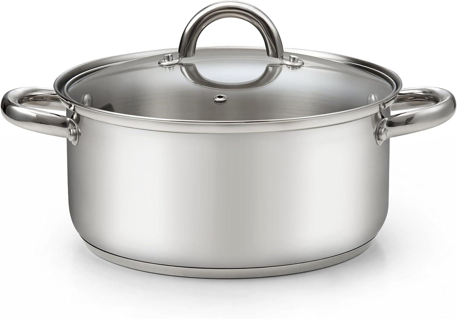 Cook N Home Cook N Home 5.5-quart Sauce Pot Stainless Steel Stockpot With Glass Lid, Basics Saucier Casserole Stock Pot