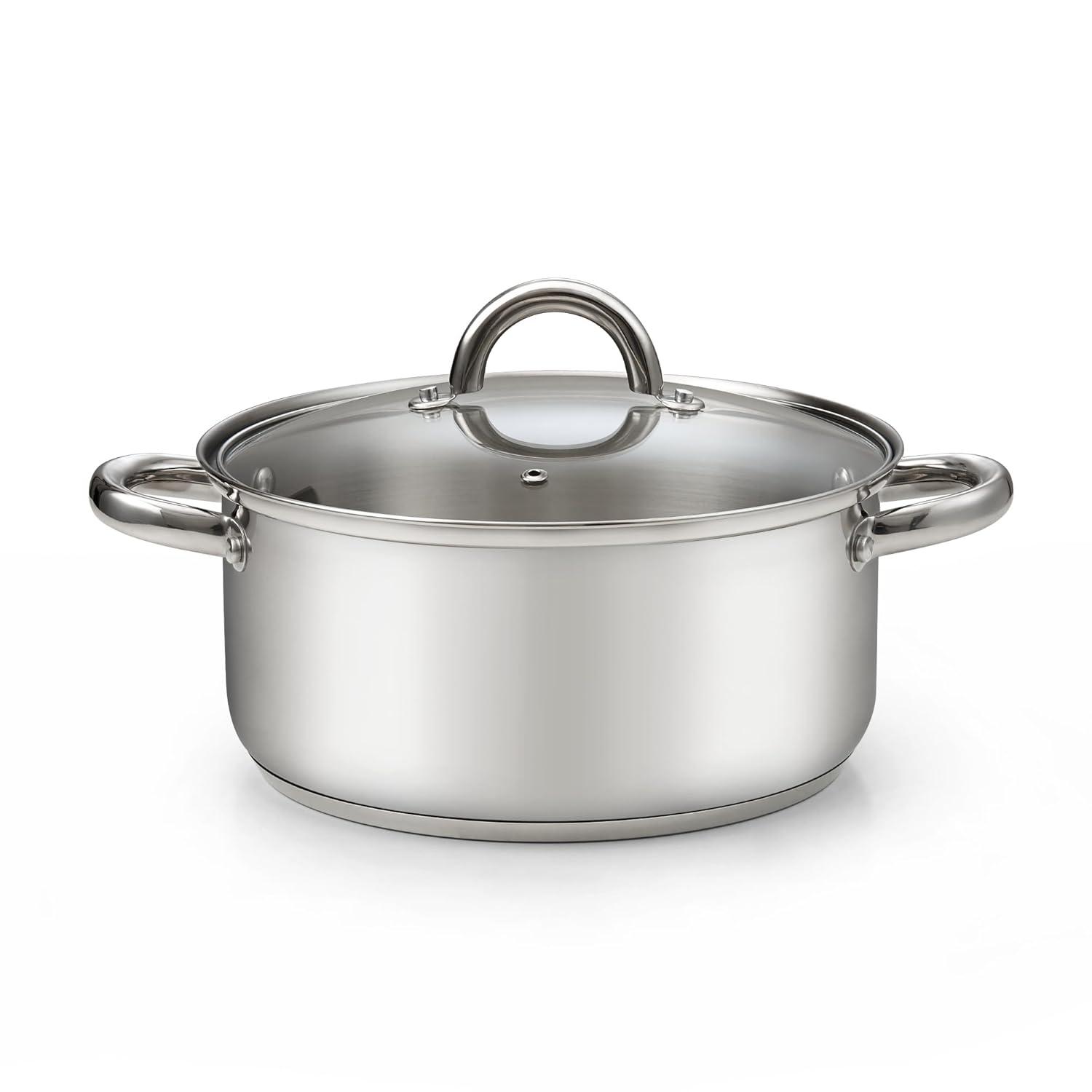 Cook N Home Cook N Home 5.5-quart Sauce Pot Stainless Steel Stockpot With Glass Lid, Basics Saucier Casserole Stock Pot