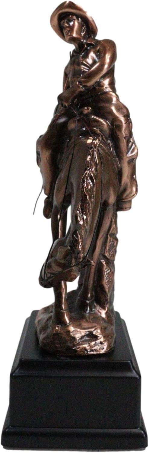 Bronze Electroplated Cowboy on Bucking Horse Figurine