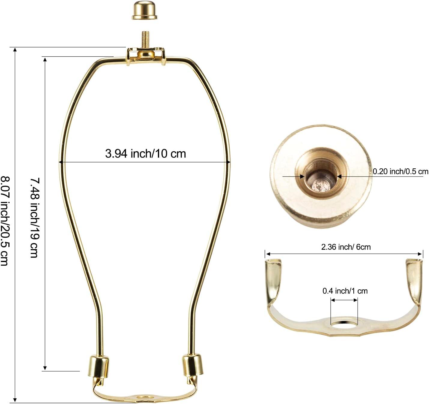 Royal Designs, Inc. Set of 2, 8 inch Polished Brass Lamp Shade Harp Holder with Lamp Finial, DIY Repair/Replacement, Heavy Duty, for Table/Floor Lamps