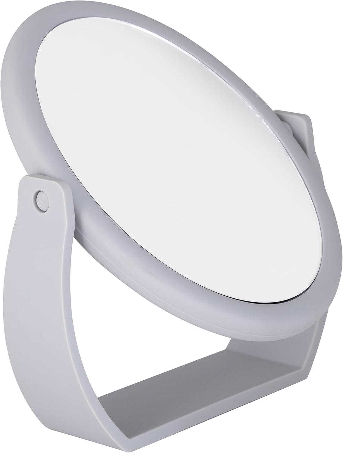8" Vanity Rubberized 1X-10X Magnification Mirror Gray - Home Details