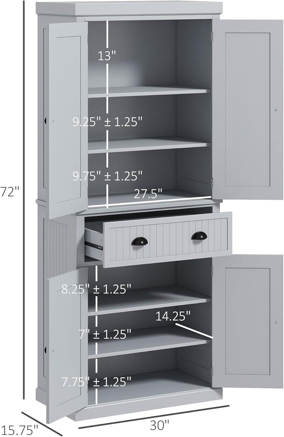 Lark Manor™ 72" Kitchen Pantry Cabinet, Freestanding Tall Storage Cabinet, Traditional Kitchen Cabinet With 4 Doors, Drawer And 3 Adjustable Shelves For Dining Room