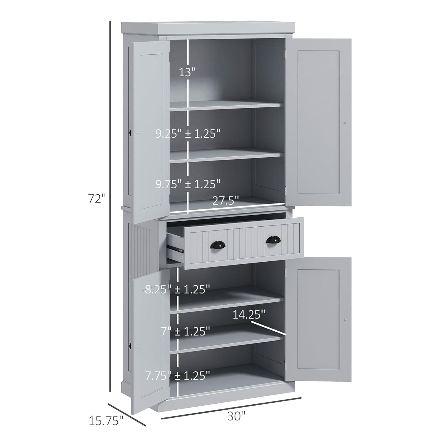 Lark Manor™ 72" Kitchen Pantry Cabinet, Freestanding Tall Storage Cabinet, Traditional Kitchen Cabinet With 4 Doors, Drawer And 3 Adjustable Shelves For Dining Room