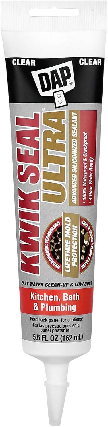 DAP Kwik Seal Ultra Clear Siliconized Acrylic Kitchen and Bath Caulk Sealant 5.5 oz