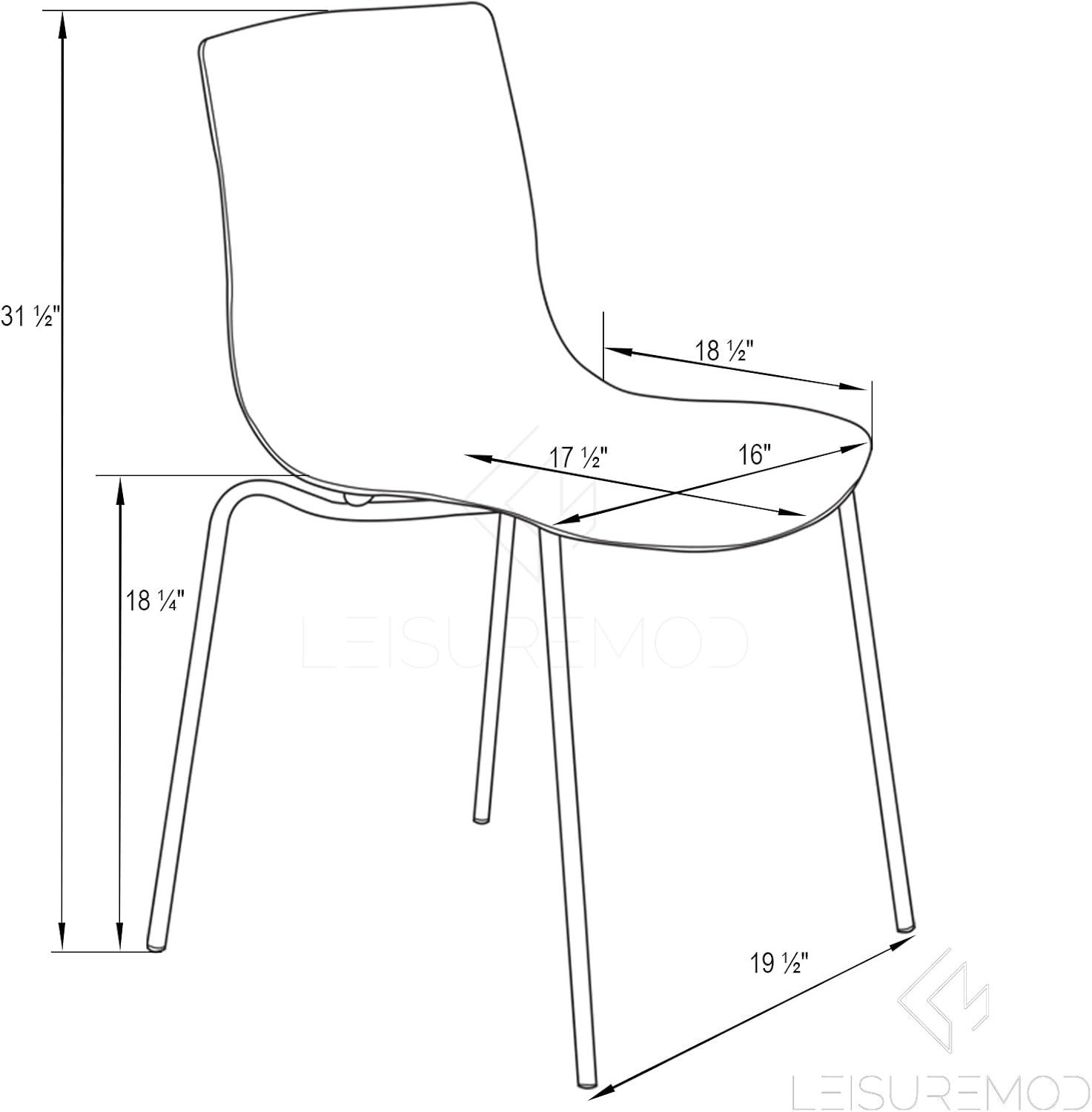 LeisureMod Astor Acrylic Dining Chair with Water Ripple Design and Metal Legs