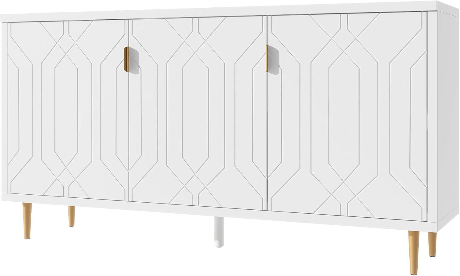 Merax Modern TV Stand Fits TVs up to 70", Television Console with 3 Doors & Adjustable Shelves & Storage Cabinets for Living Room, White
