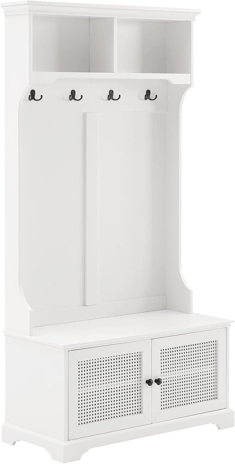 Sarah Hall Tree White - Crosley: Entryway Organizer with Shelving, Coat Hooks, Shoe Cabinet