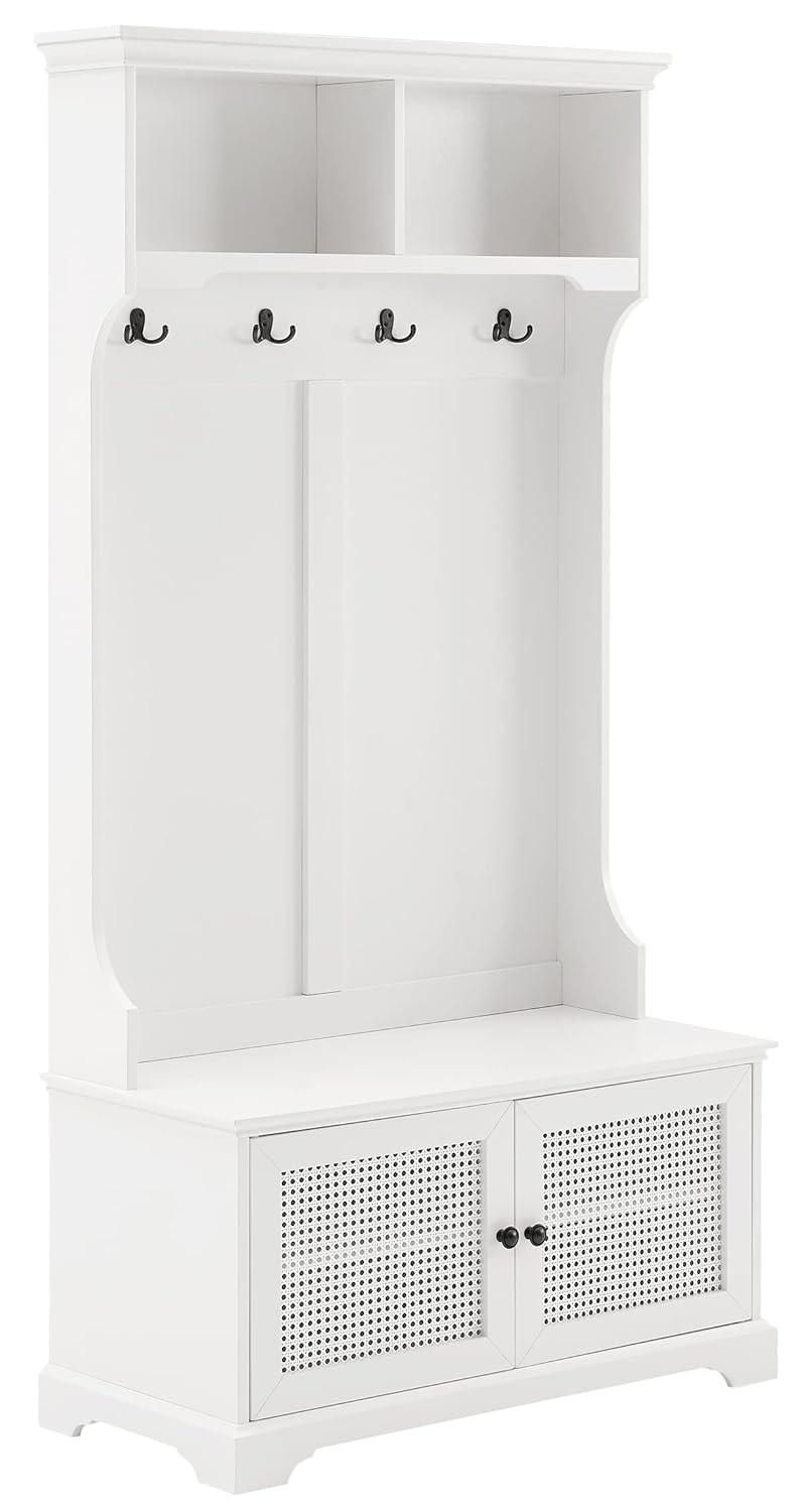 Sarah Hall Tree White - Crosley: Entryway Organizer with Shelving, Coat Hooks, Shoe Cabinet