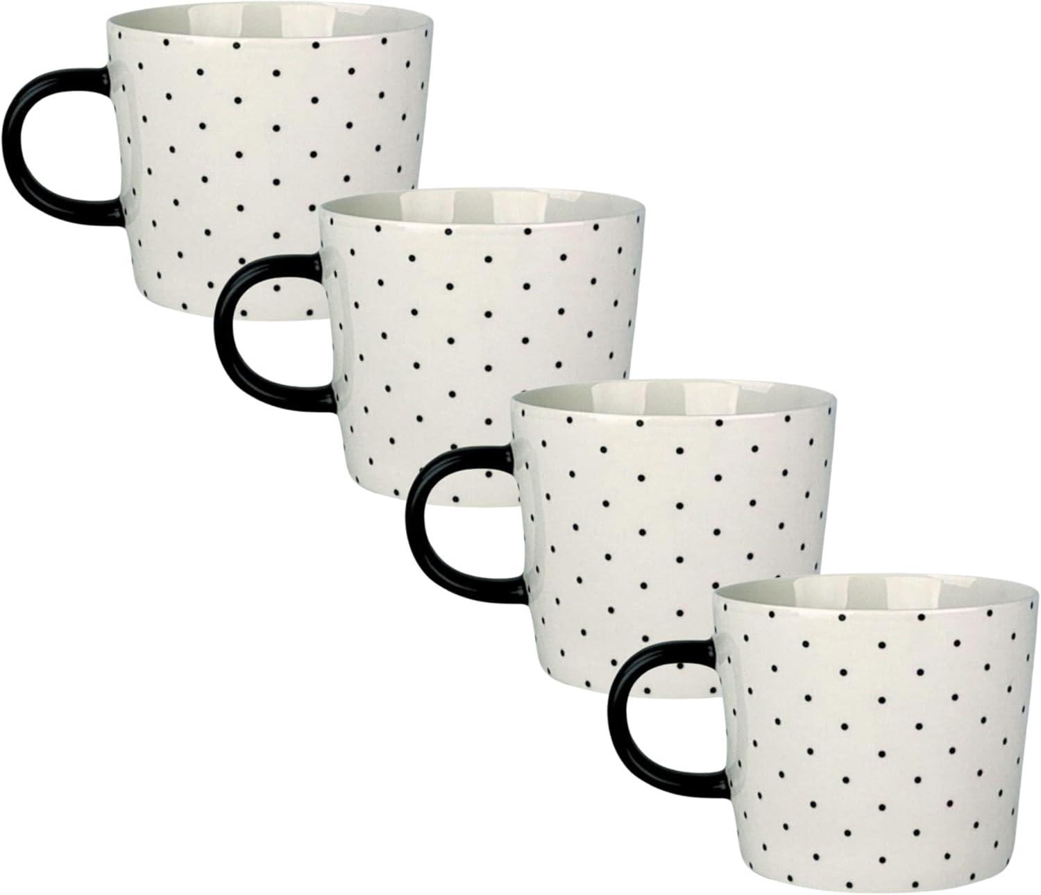 Ten Strawberry Street Oogle Polka Dot Mug 13 fl oz, Black/White (Set of 4)