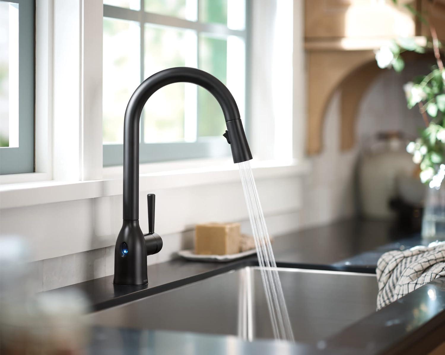 Adler Matte Black Touchless Pull-Down Kitchen Faucet