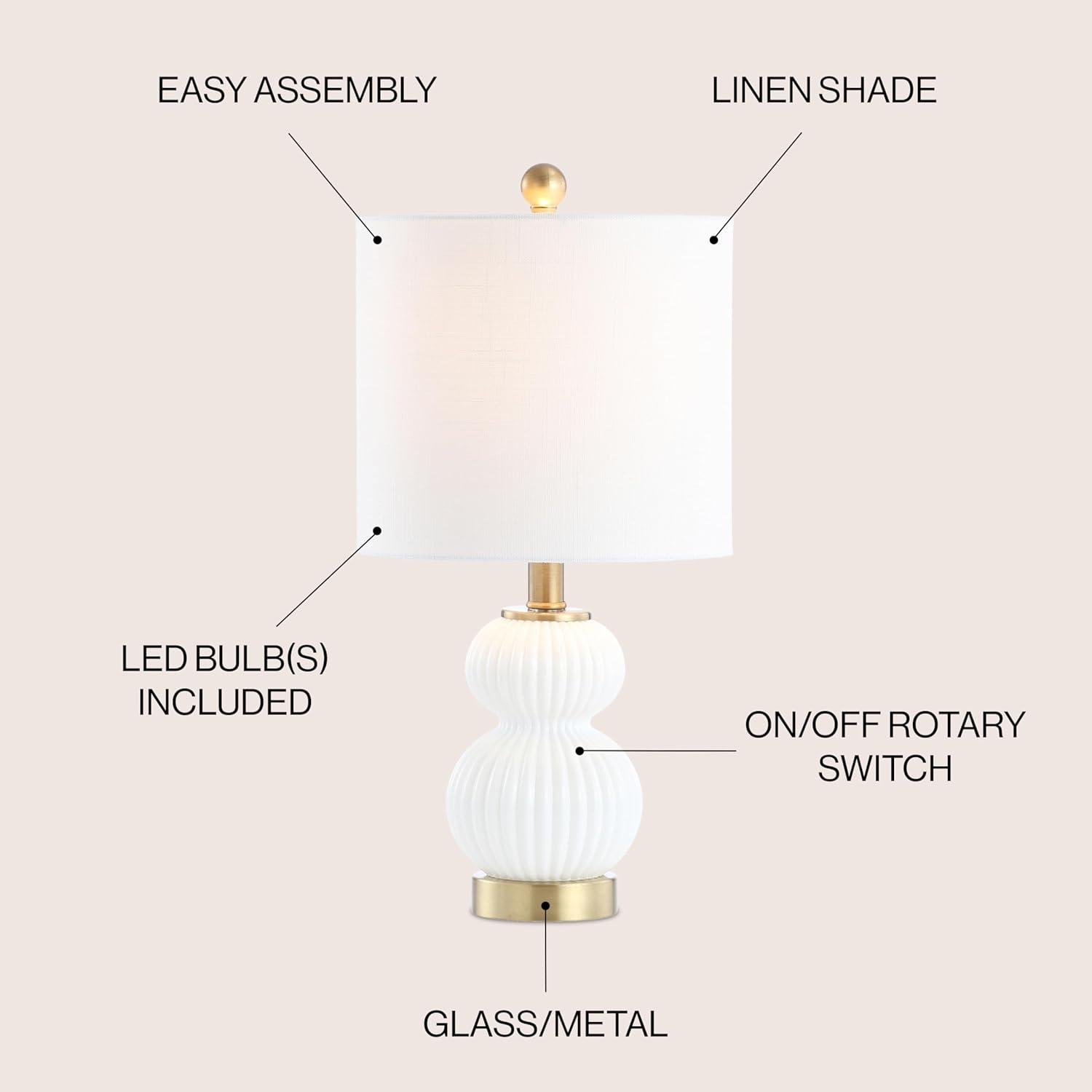 Daphne 20" White and Brass Ribbed Metal Table Lamp