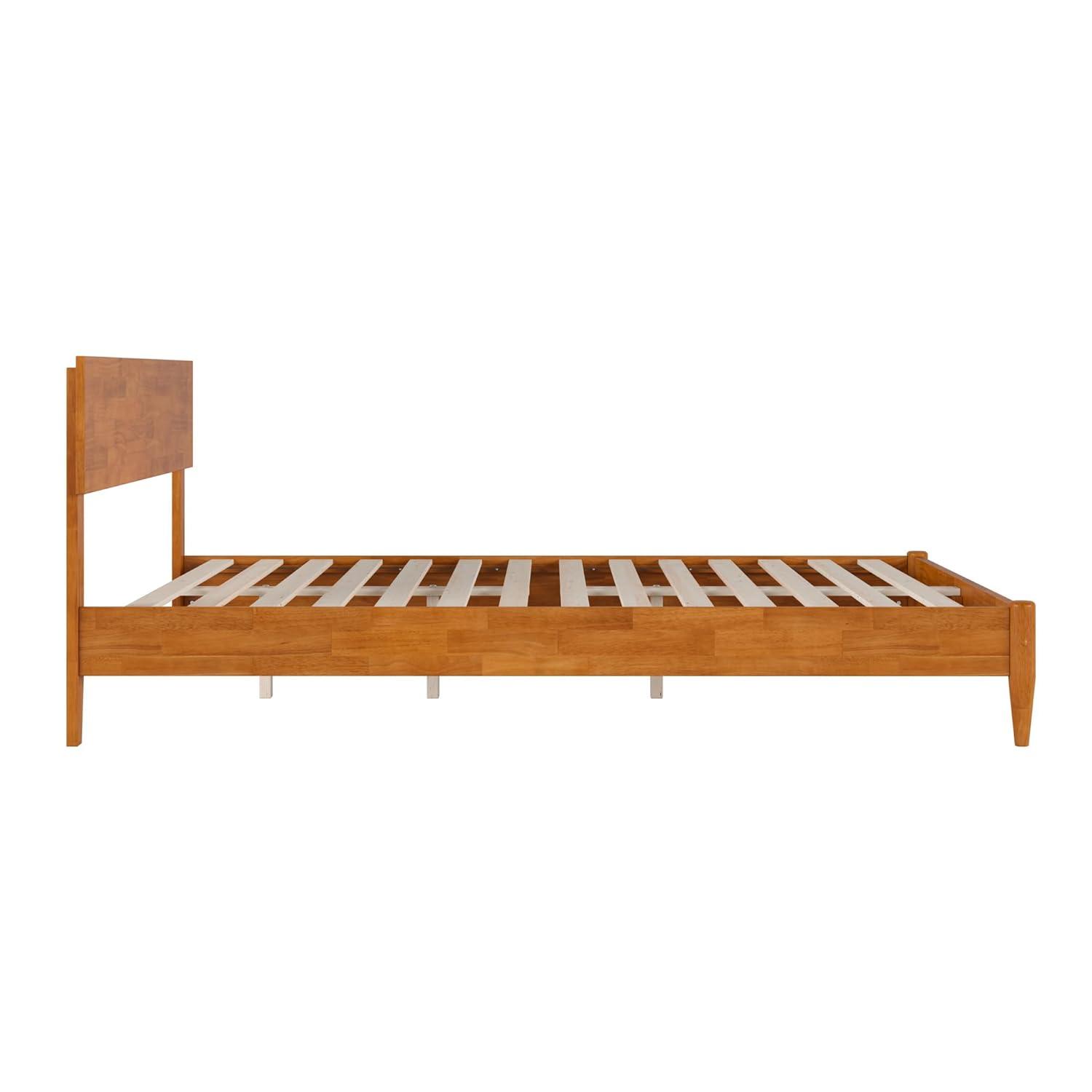 AFI Aria Queen Modern Solid Wood Low Profile Platform Bed, Light Toffee