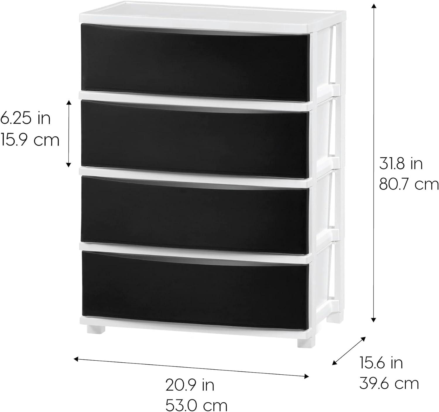 IRIS USA Plastic 4 Drawer Storage Cart with Casters, Organizer Unit for Bedroom, Closet, Kitchen, Bathroom, Laundry Room, Dorm