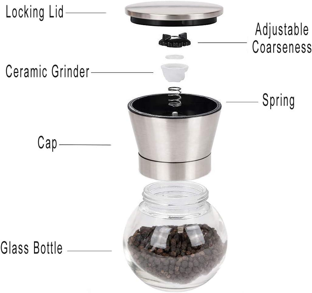 Stainless Steel and Glass Salt and Pepper Mill with Ceramic Grinder