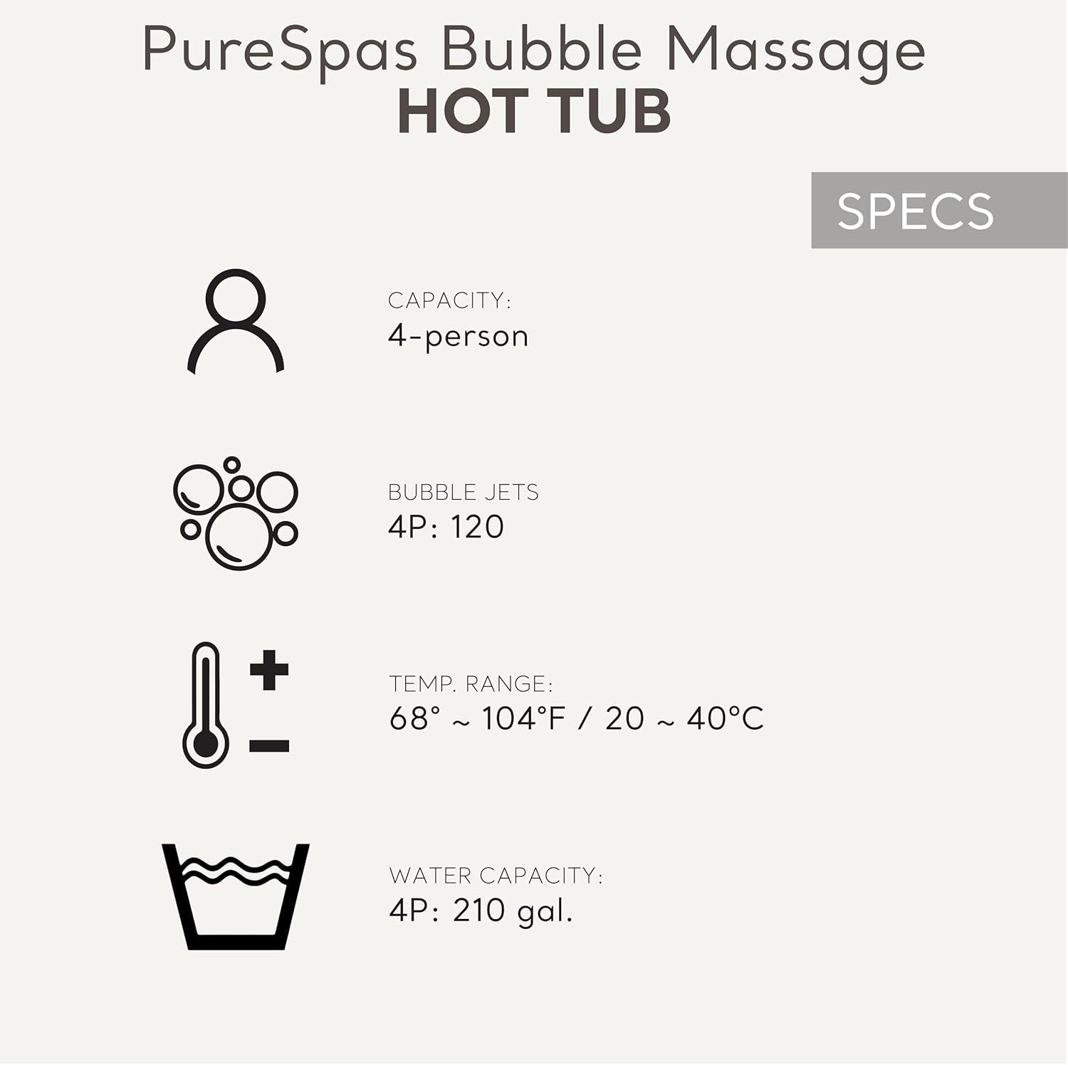 INTEX 28425EP PureSpa Bubble Massage Spa Set: Includes Energy Efficient Spa Cover – 120 Bubble Jets – 4 Person Capacity – 77" x 28"