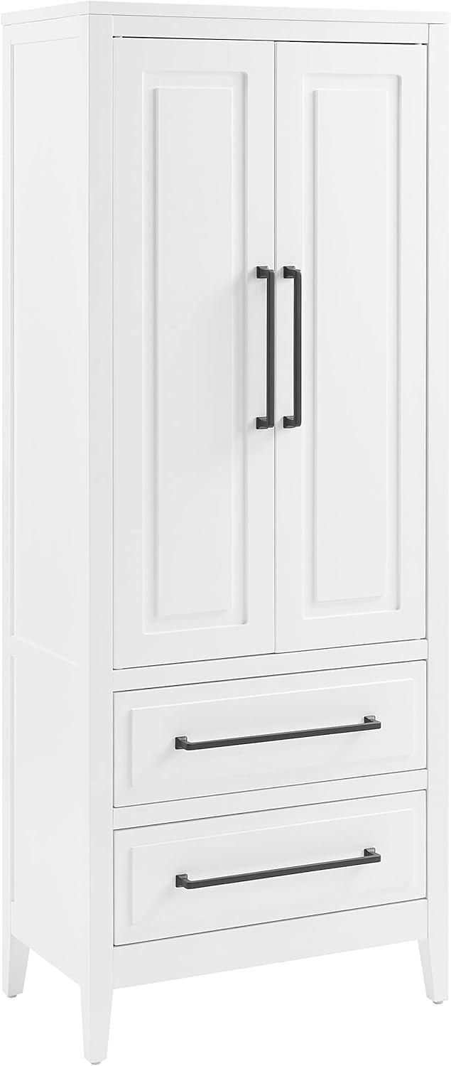 Crosley Genevieve Storage Pantry White: Modern Farmhouse Design, 2 Doors, 2 Drawers, Adjustable Shelves