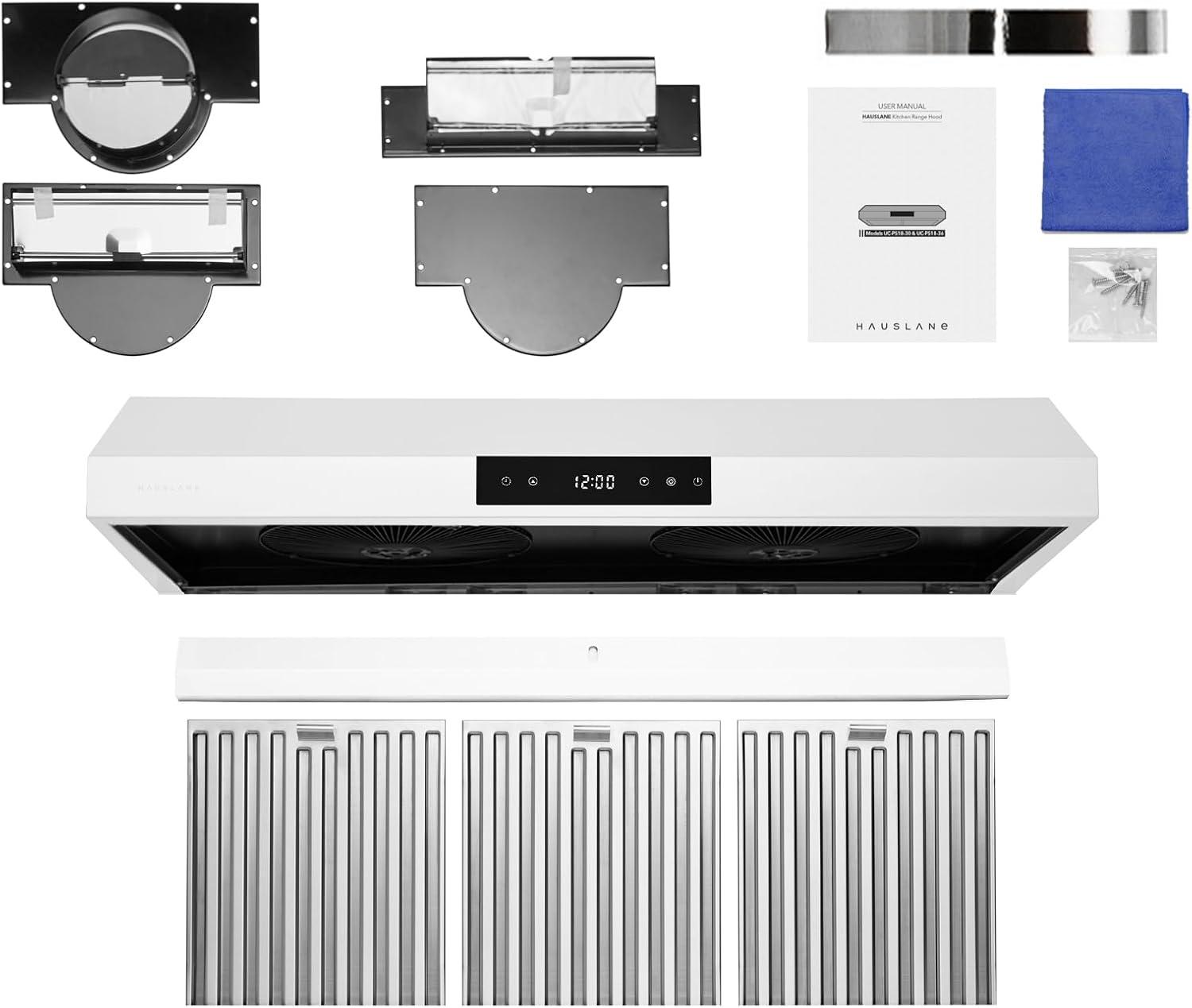 Hauslane Hauslane Range Hood 30 Inch - Under Cabinet Range Hood 30" Stainless Steel Kitchen Hood, Vent Hood 30 Inches, Stove Vent Hood for Kitchen, Vent Hoods 30 Inch with LED - Chef Series PS18 XJ-TLKX-SFBU