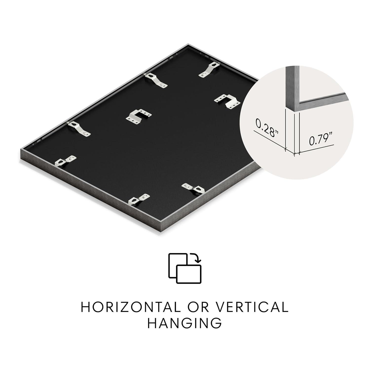 Haus and Hues Brushed Metal Single Picture Frame with Real Glass, Gray, 10x10