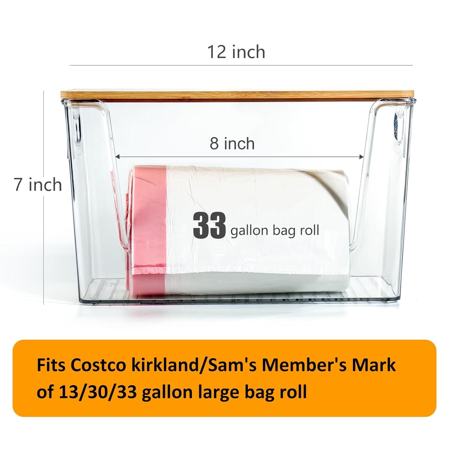 2 Pack Trash Bag Holder Dispenser, Extra Large Garbage Bags Holder, Stackable Trash Bag Holder with Bamboo Top for Laundry Room & Under Sink