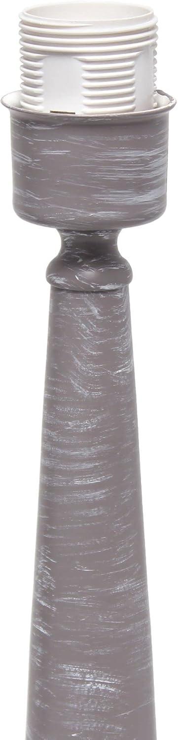 Gray Wash Metal Candlestick Table Lamp with Fabric Shade