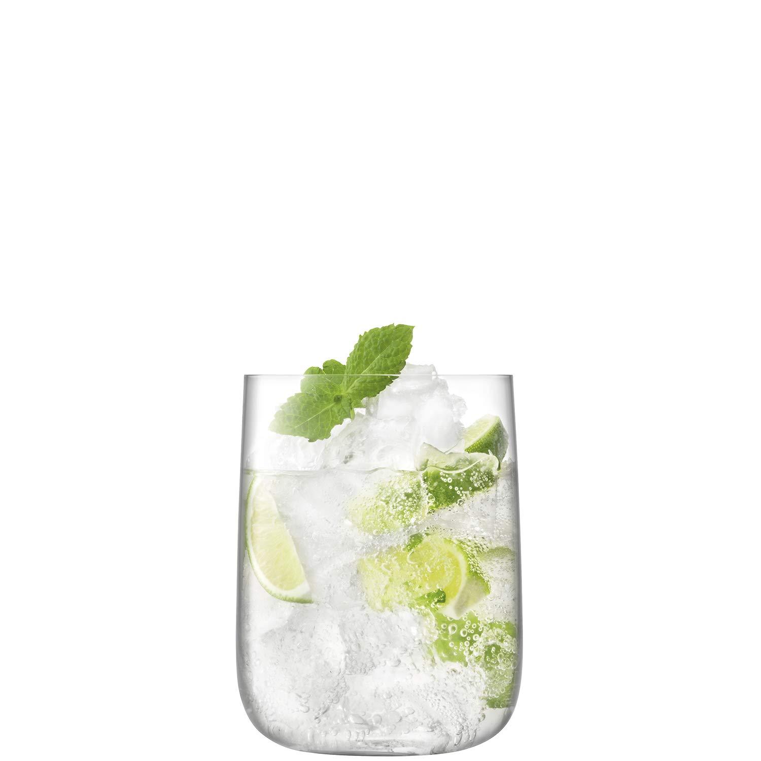 Borough Modern Clear Bar Glass Set with Curved Walls - 21oz, Pack of 4