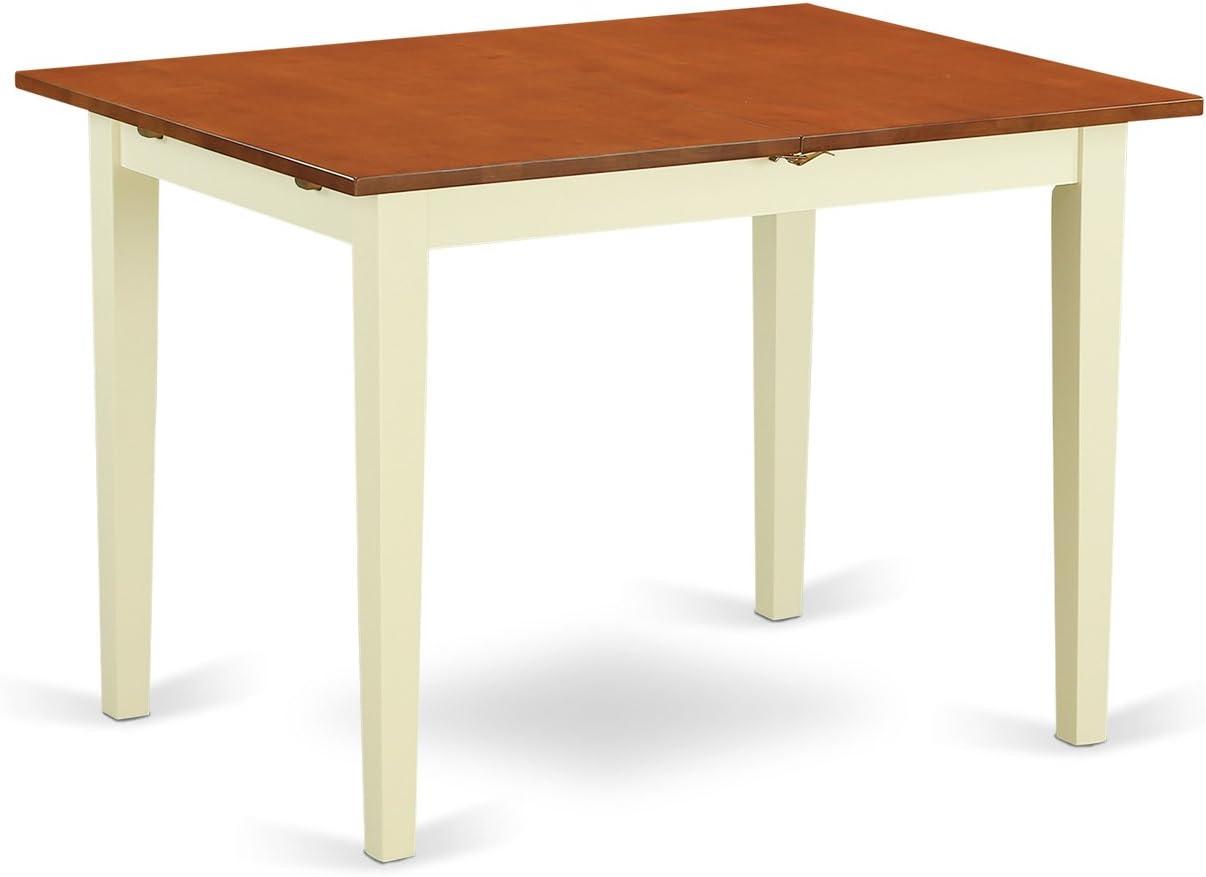 East West Furniture Dining Table - a Rectangle Table Top with Butterfly Leaf, 32x54, Buttermilk & Cherry