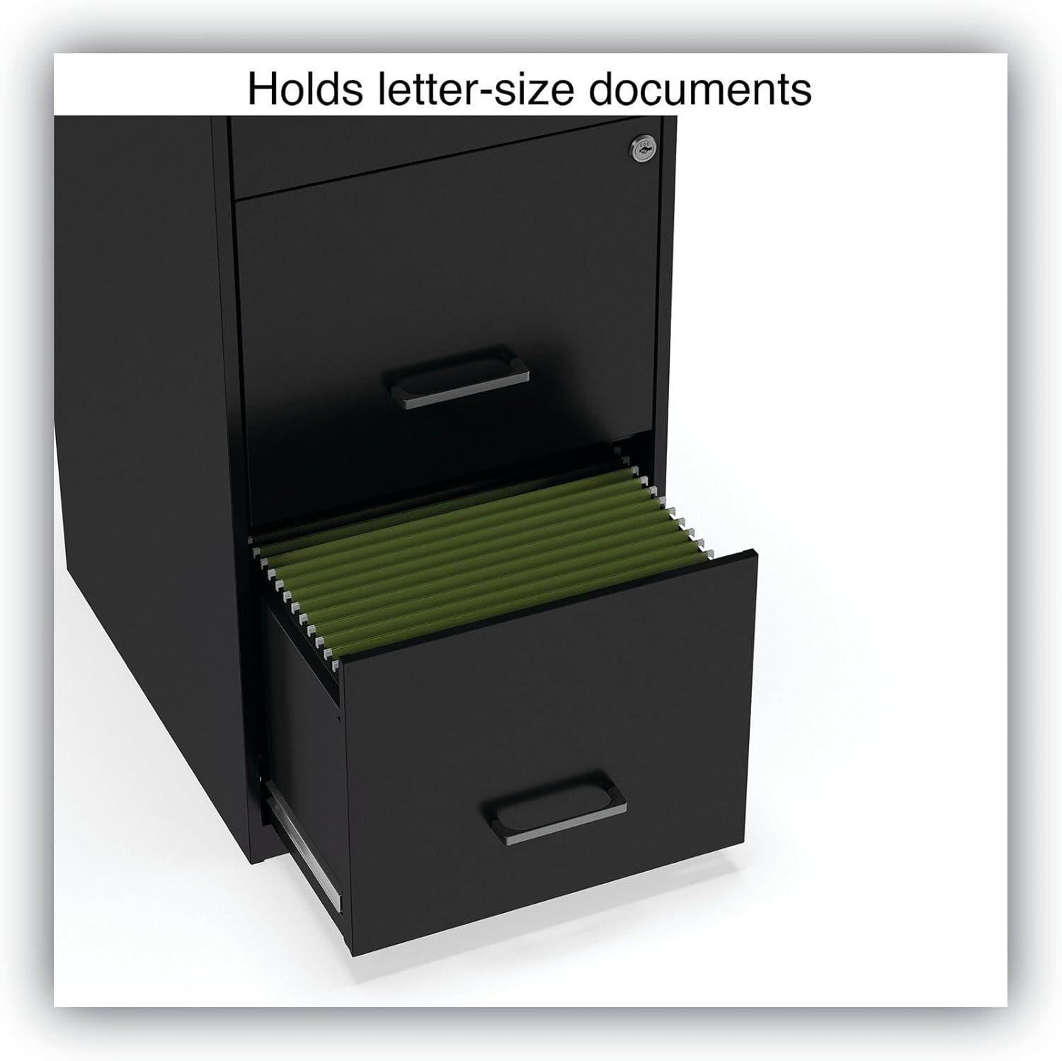 Alera Soho Vertical File Cabinet, 3 Drawers: File/File/File, Letter, Black, 14" x 18" x 34.9"