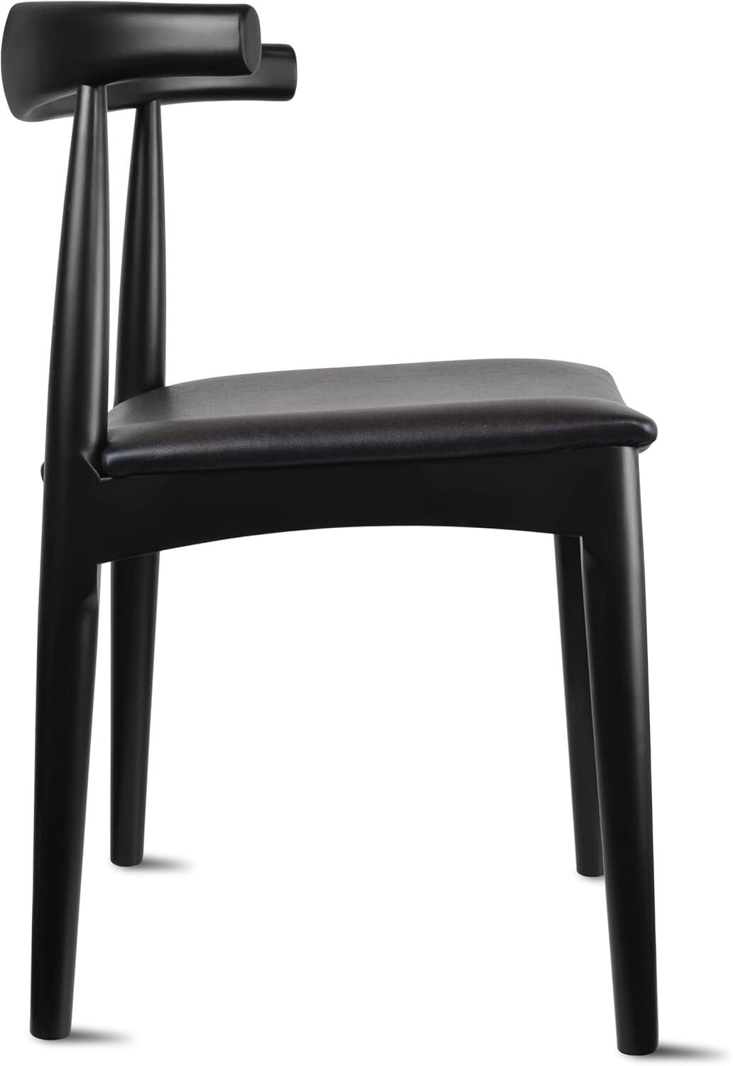 George Oliver Clontz Conde Wooden Farmhouse Dining Chairs – Mid-Century Modern Design with PU Leather Cushion Seat (Set of 2) (Set of 2)