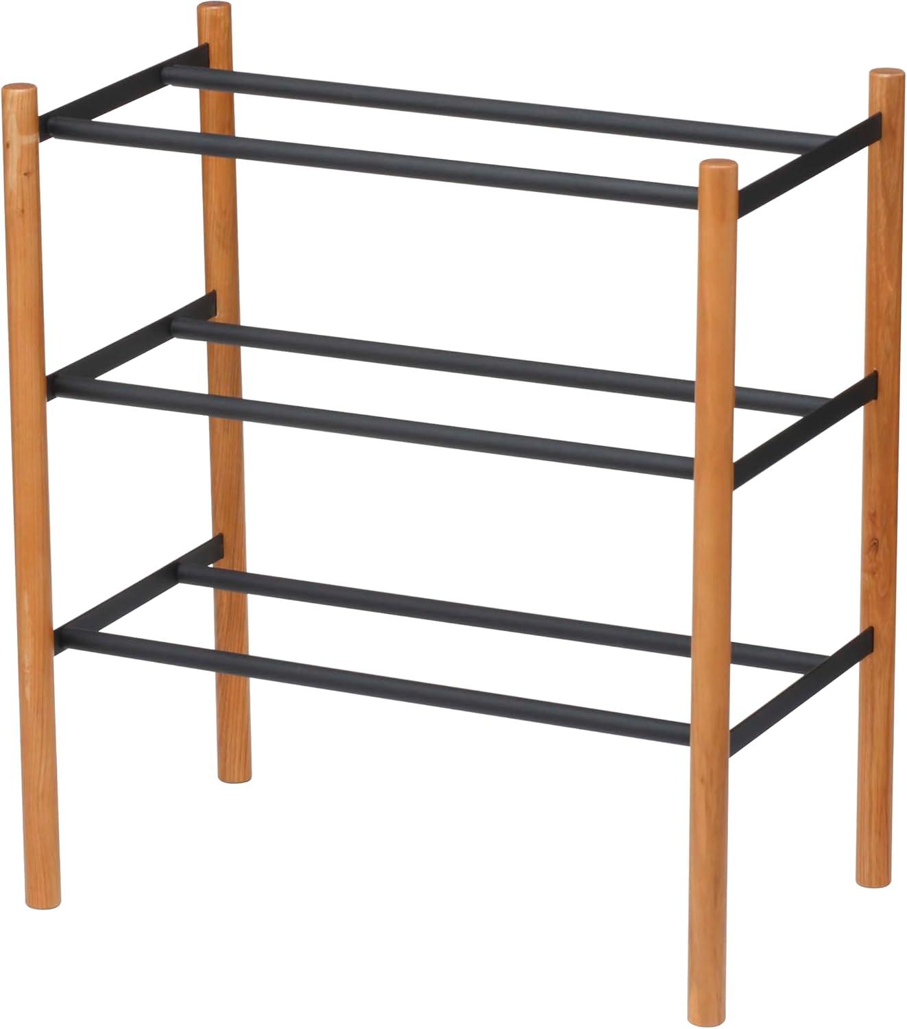 Yamazaki Home Expandable 3-Tiered Space Saving Shoe Rack, Steel,Holds 12 to 16 Shoes