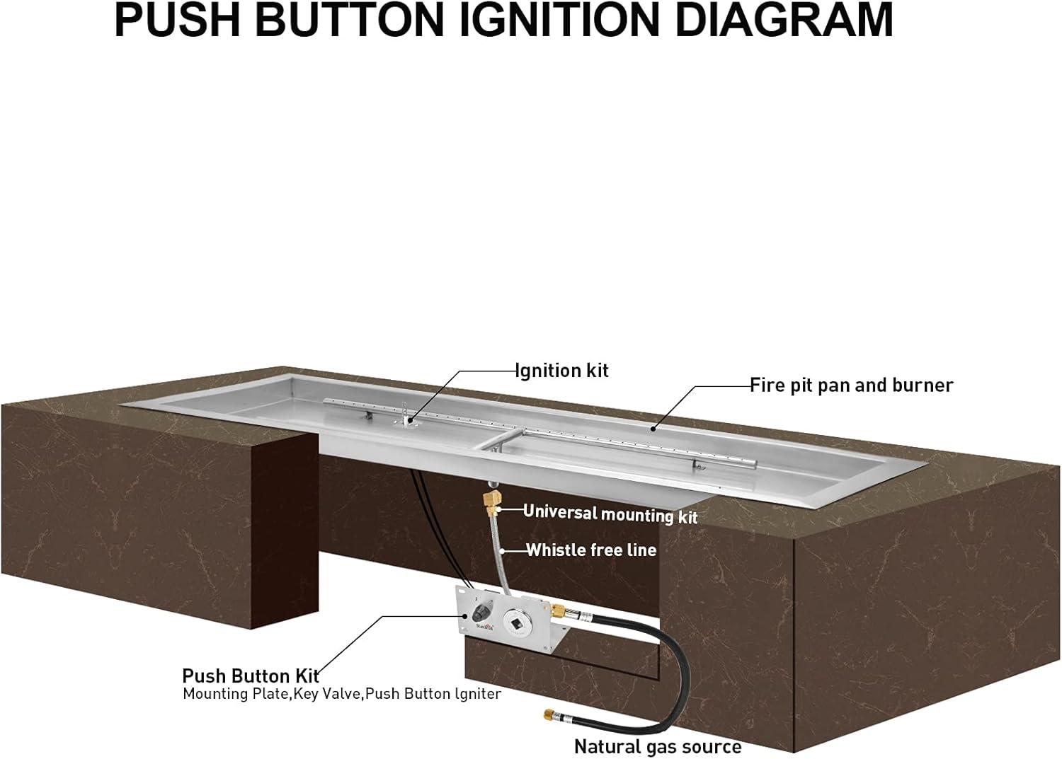 Stainless Steel 48'' Rectangular Gas Fire Pit Kit