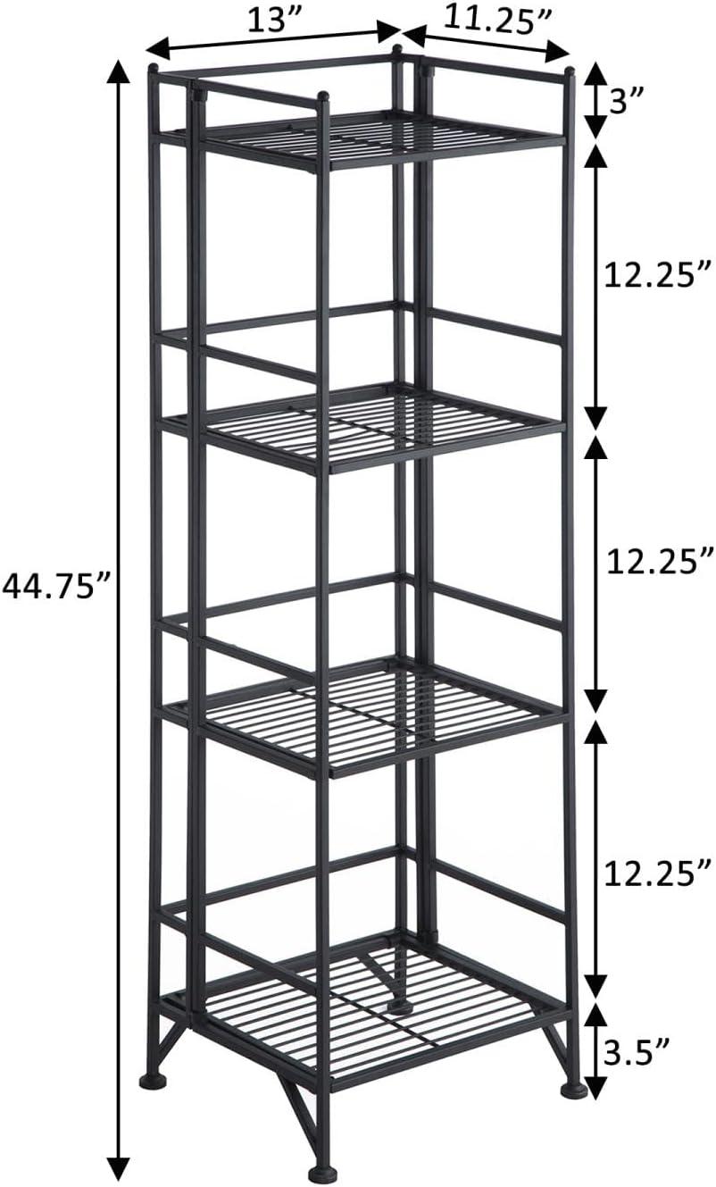 Convenience Concepts XTRA-Storage 4 Tier Folding Shelf in Black Metal Finish