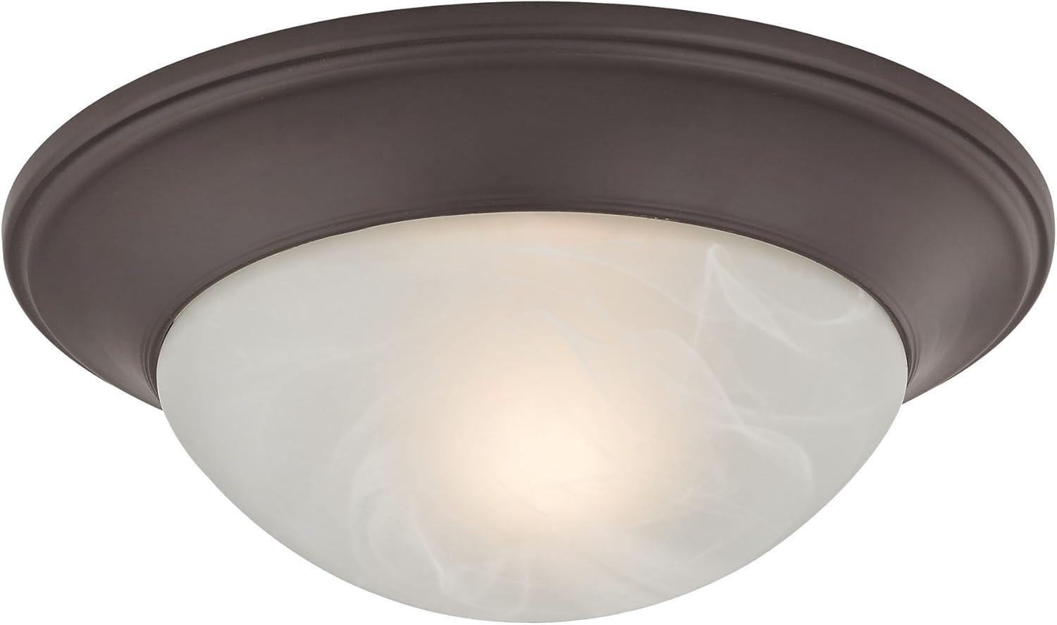 Contemporary 12" Oil Rubbed Bronze Flush Mount with Alabaster Glass Bowl