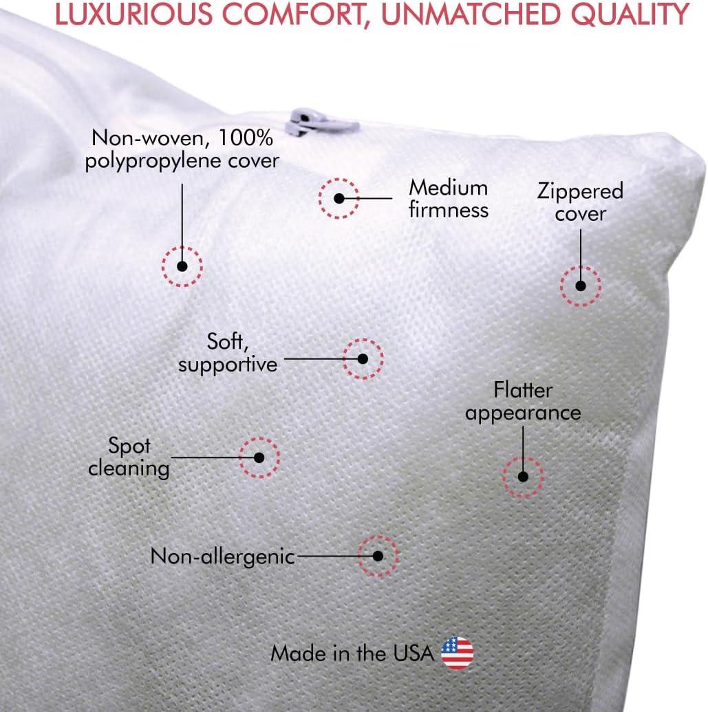 Fairfield Crafter’s Choice Basic Pillow Forms, Soft Pillow Inserts for Throw Pillows, Decorative Pillows, Travel Pillows, and Home Decor, Zippered Cover, Spot Clean, 18" X 18", Pack of 2