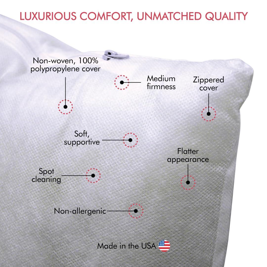 Fairfield Crafter’s Choice Basic Pillow Forms, Soft Pillow Inserts for Throw Pillows, Decorative Pillows, Travel Pillows, and Home Decor, Zippered Cover, Spot Clean, 18" X 18", Pack of 2