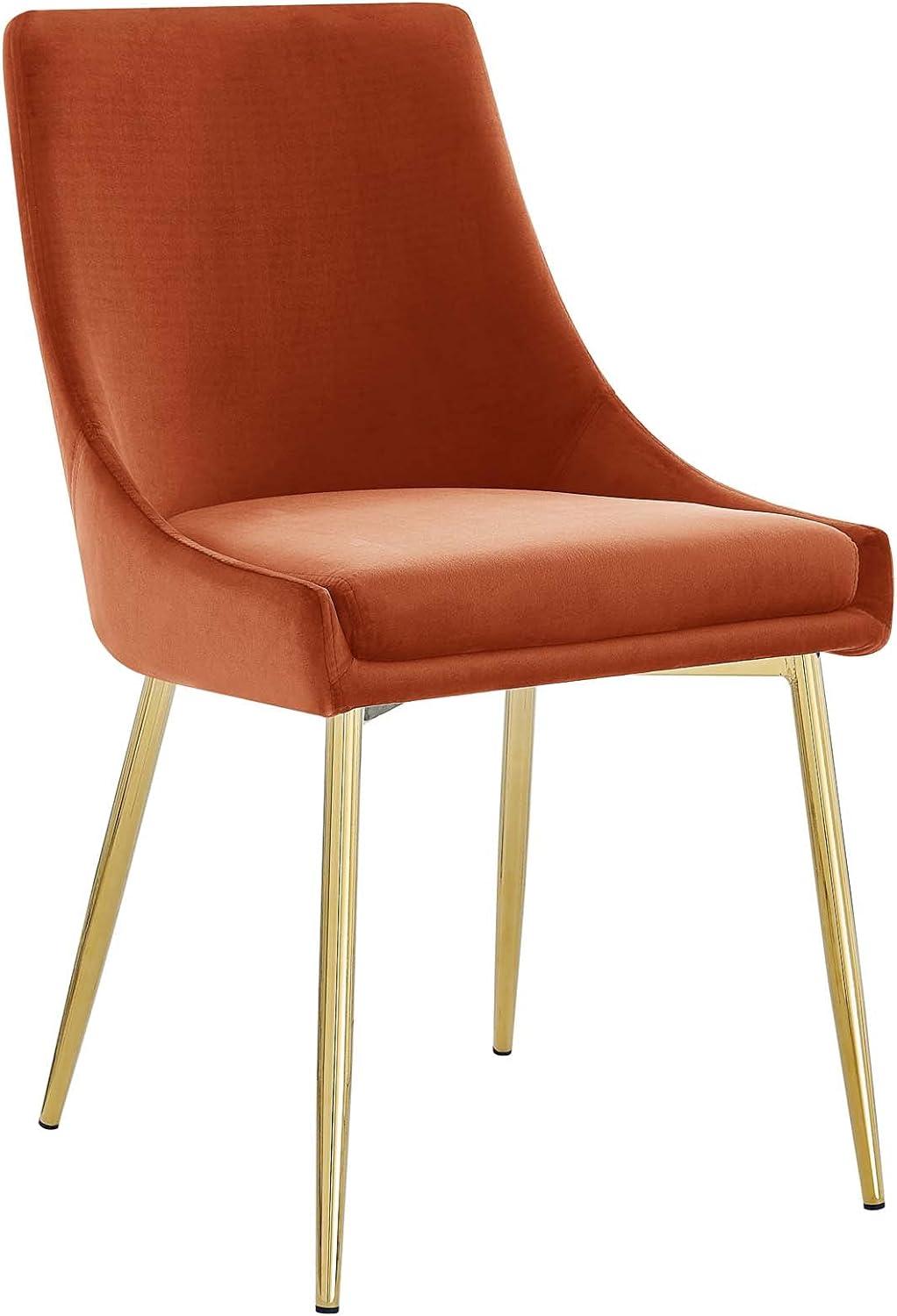 Gold Orange Luxe Velvet & Gold Metal Parsons Side Chair