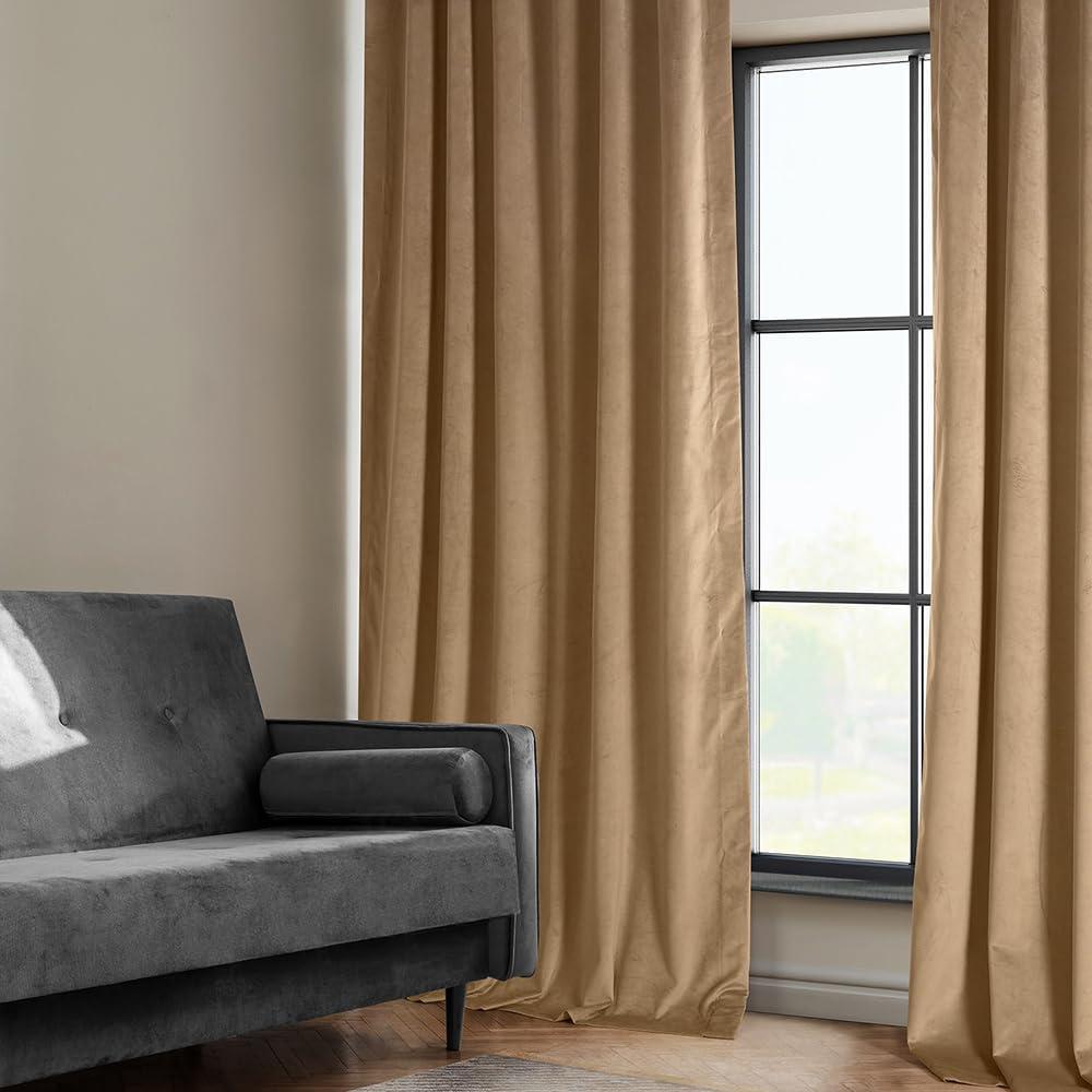 HPD Half Price Drapes Spiced Rum Heritage Plush Velvet Room Darkening Curtains for Bedroom & Living Room Curtains (1 Panel), Window Curtains 108 inches long, Rod Pocket Curtains & Drapes, 50W X 108L